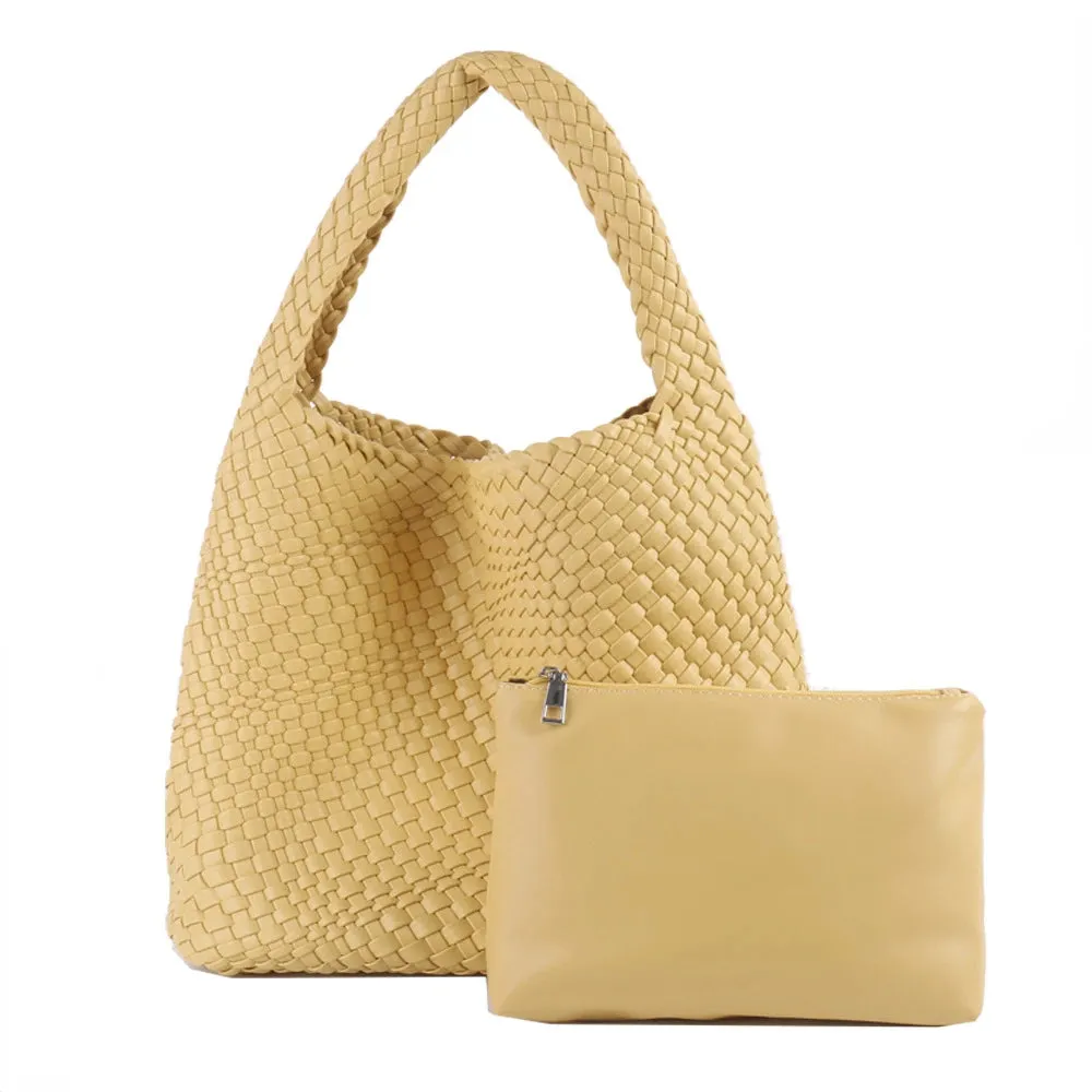 A&A Luxe Yara Woven Large Tote Bag