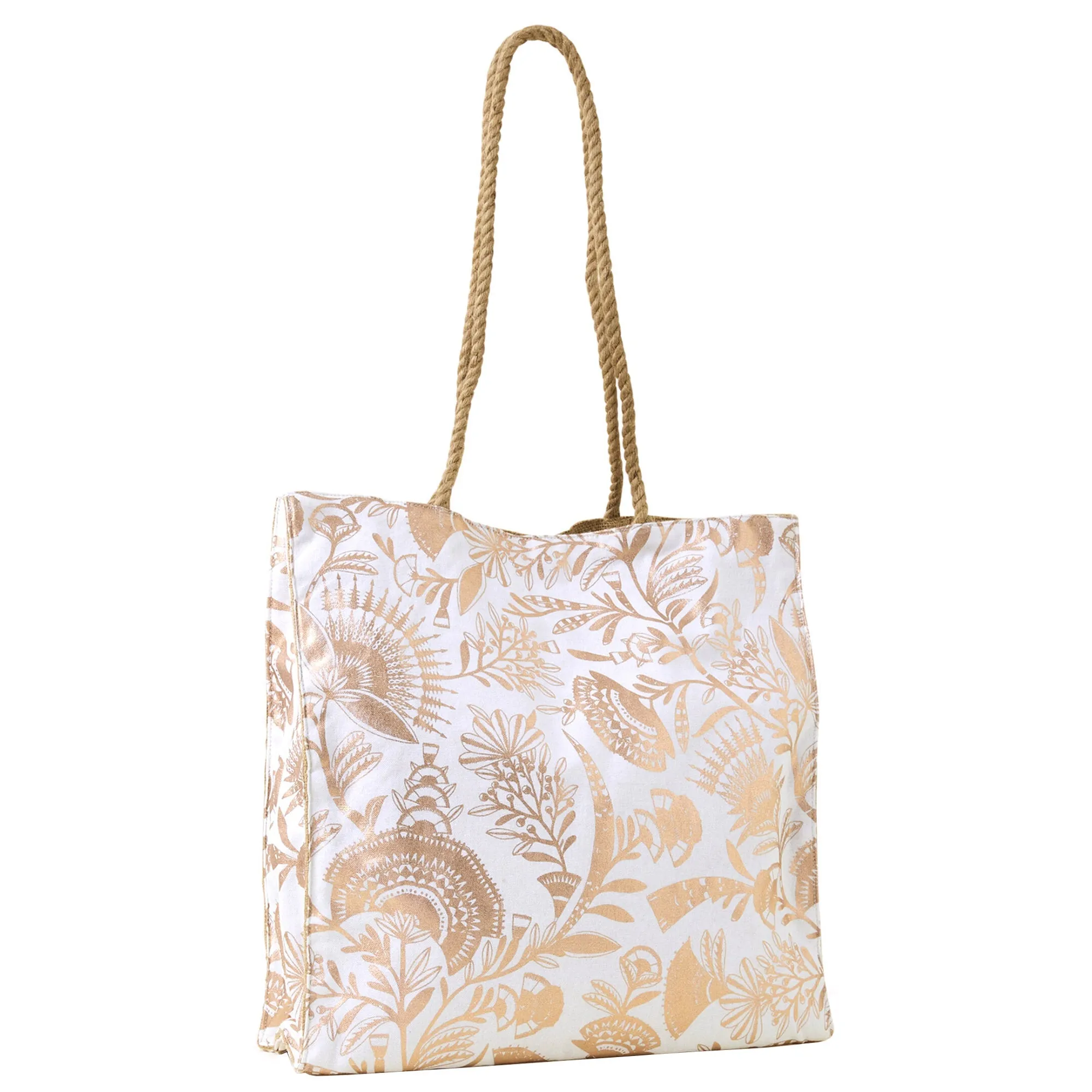 Accessorize London Women's Gold Metallic Jute Shopper Tote Bag