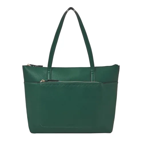 Accessorize London Women's Zip Pocket Faux Leather Tote Bag