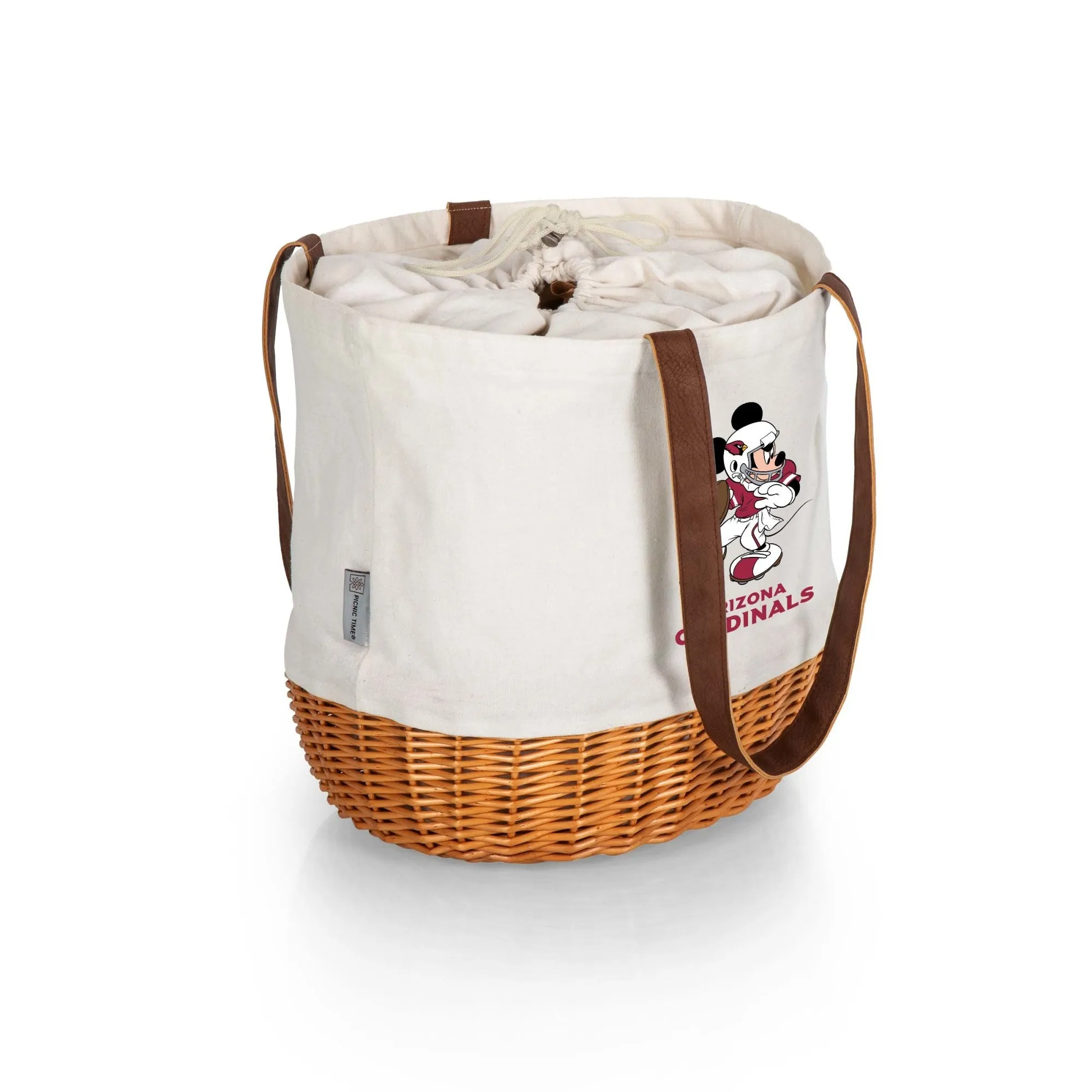 Arizona Cardinals Mickey Mouse - Coronado Canvas and Willow Basket Tote