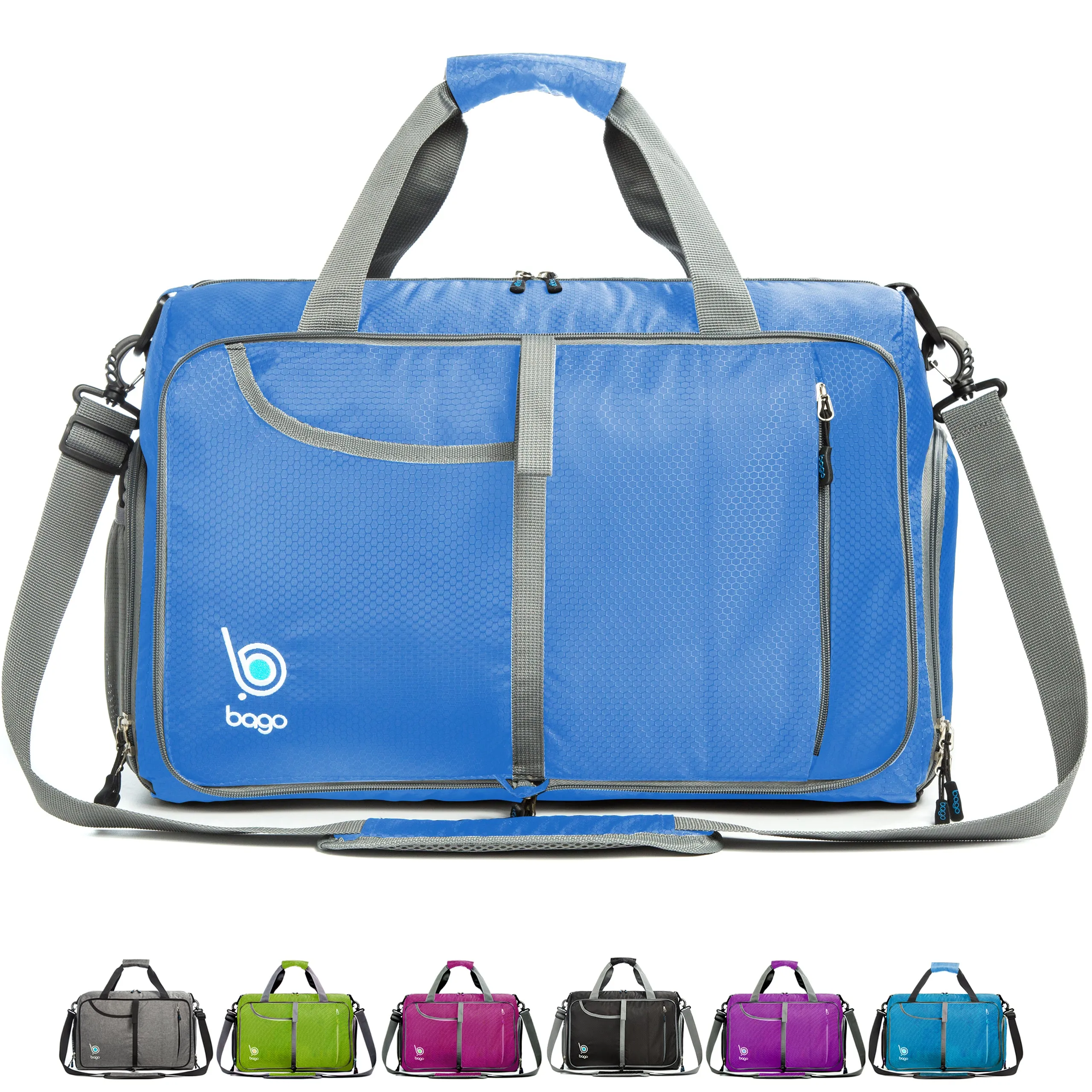 Bago Gym Bags for Women and Men - Packable Sports Duffle Bag for Women with Shoe & Wet Compartment