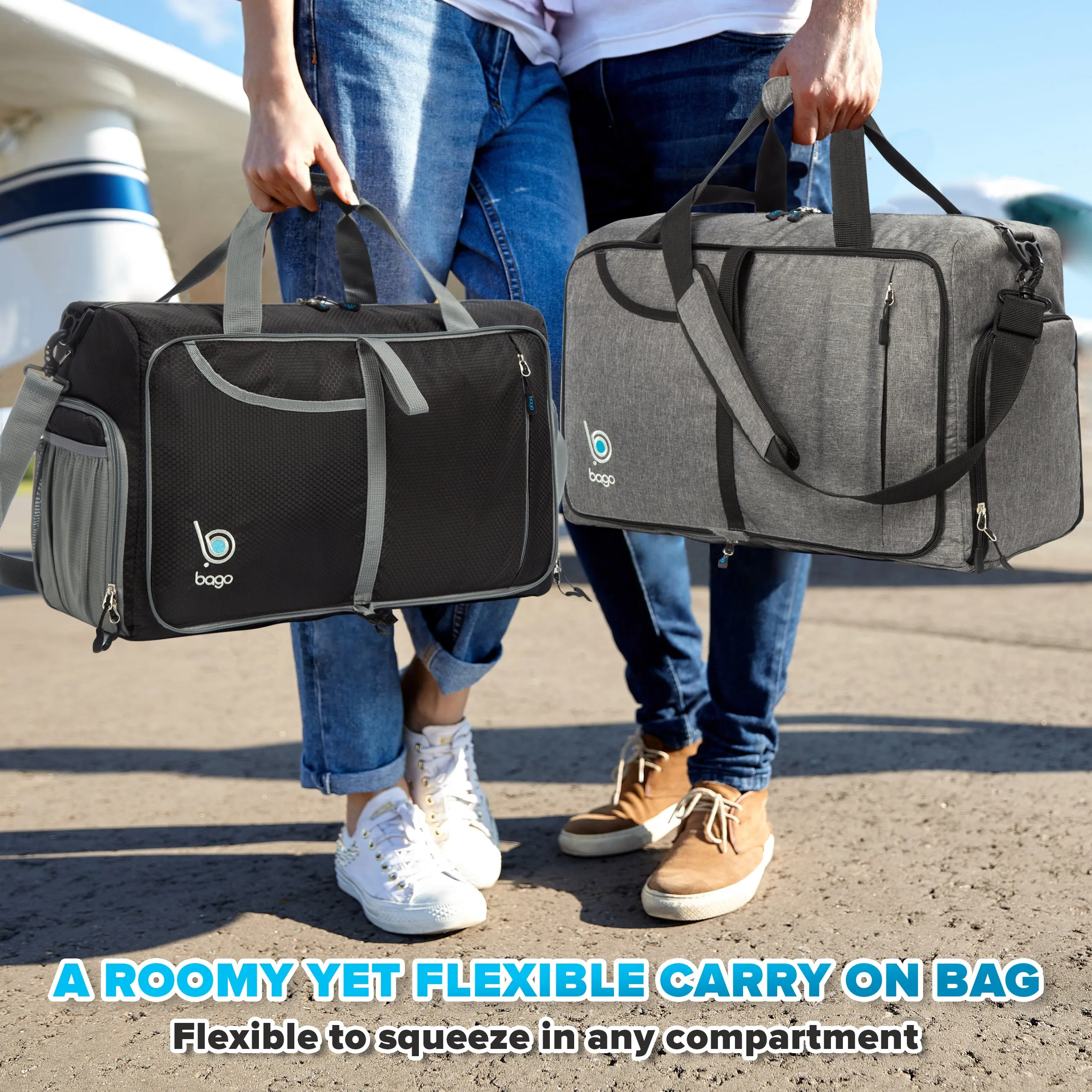 Bago Gym Bags for Women and Men - Packable Sports Duffle Bag for Women with Shoe & Wet Compartment