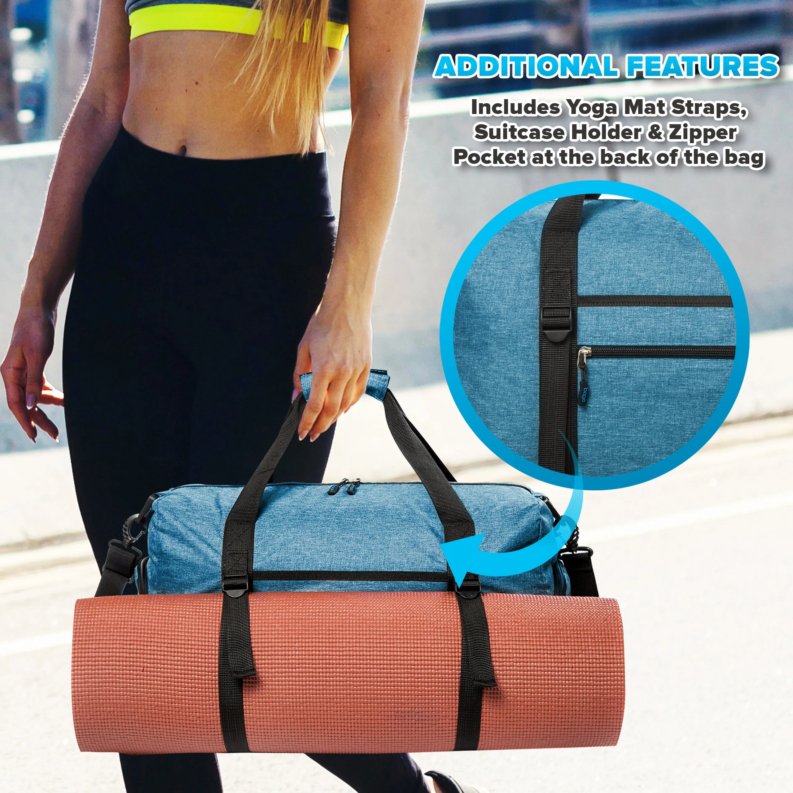 Bago Gym Bags for Women and Men - Packable Sports Duffle Bag for Women with Shoe & Wet Compartment