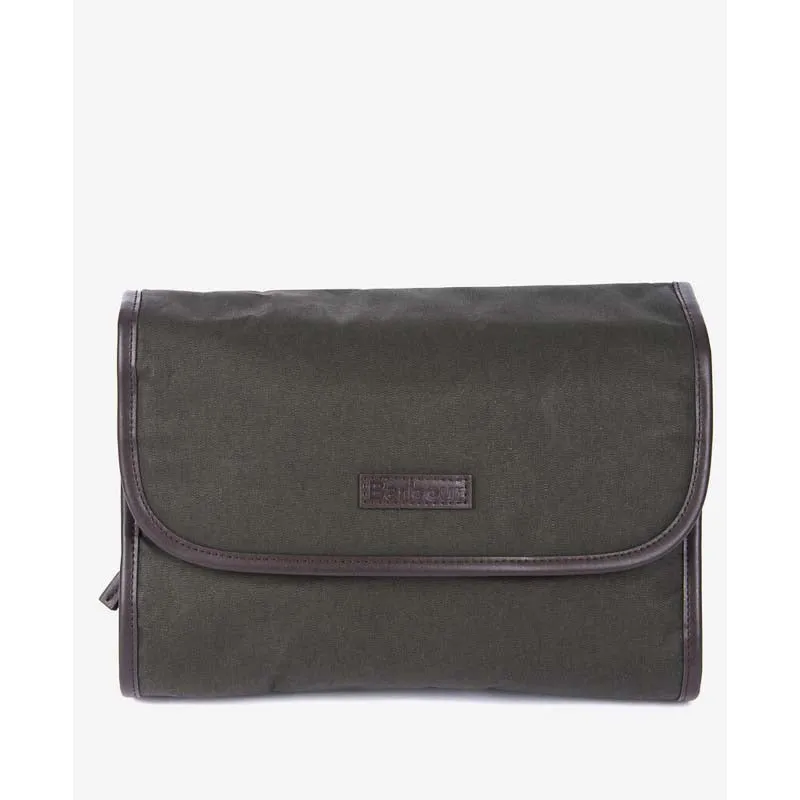 Barbour Wax Hanging Washbag - Olive