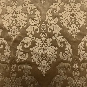 Beige Damask Embossed Velvet Upholstery Drapery Fabric