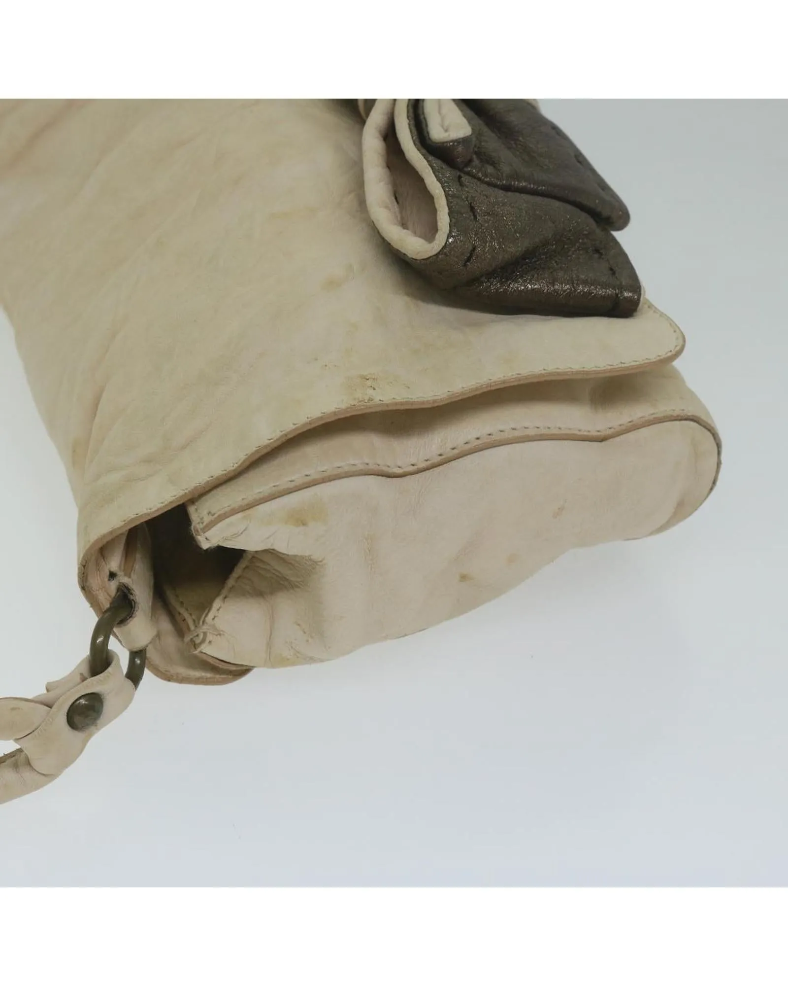 Beige Leather Shoulder Bag with 30cm Drop - Italian Made Rank C