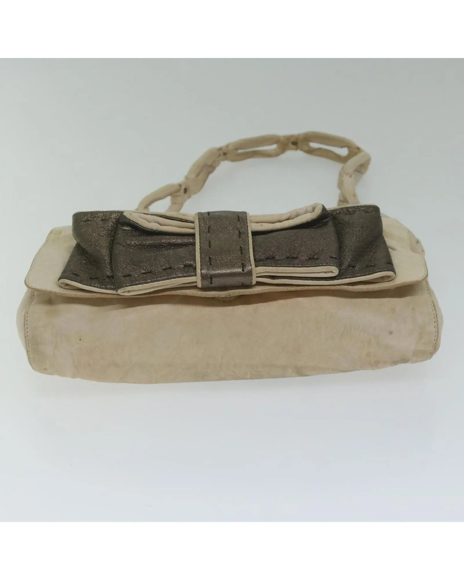 Beige Leather Shoulder Bag with 30cm Drop - Italian Made Rank C