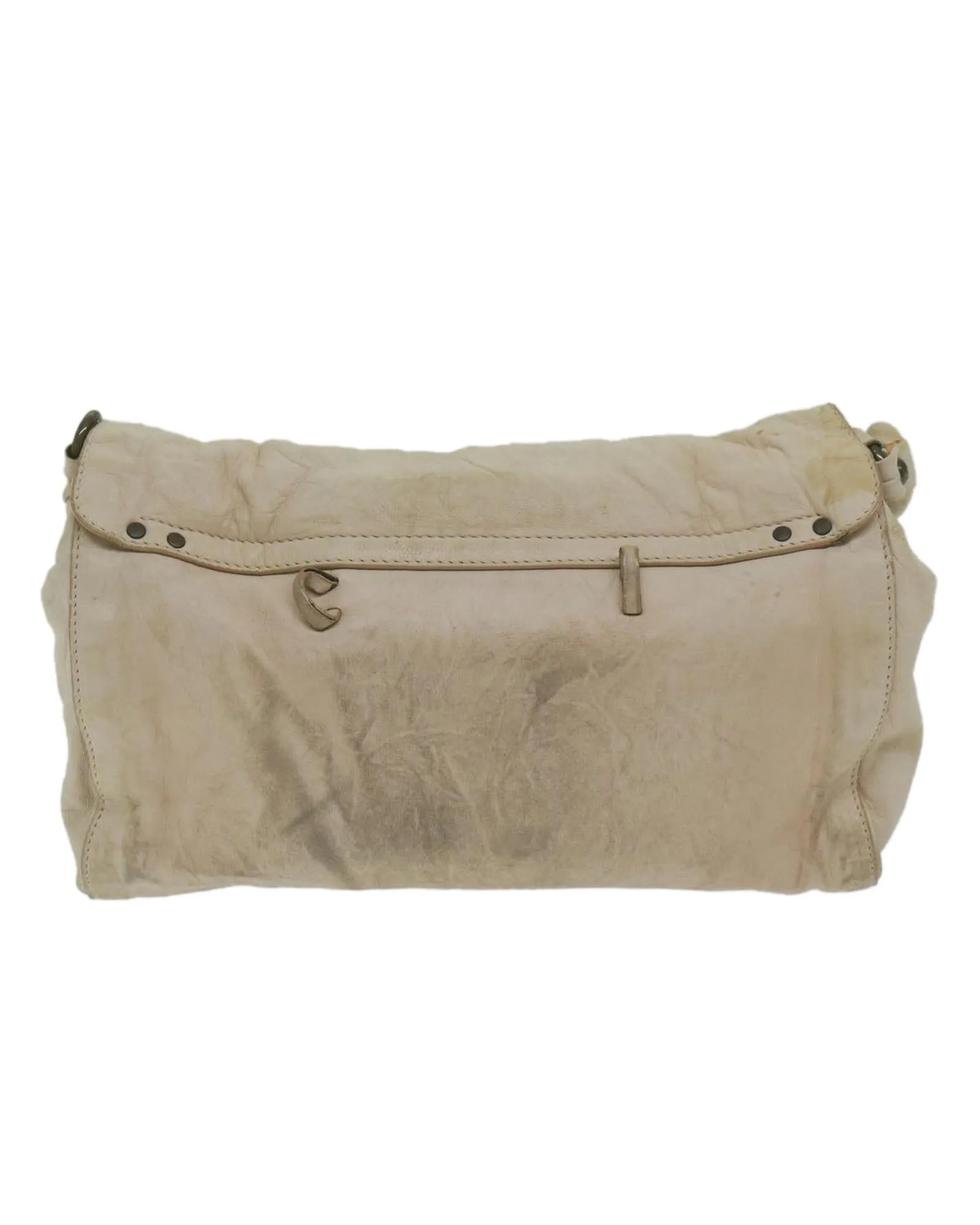 Beige Leather Shoulder Bag with 30cm Drop - Italian Made Rank C