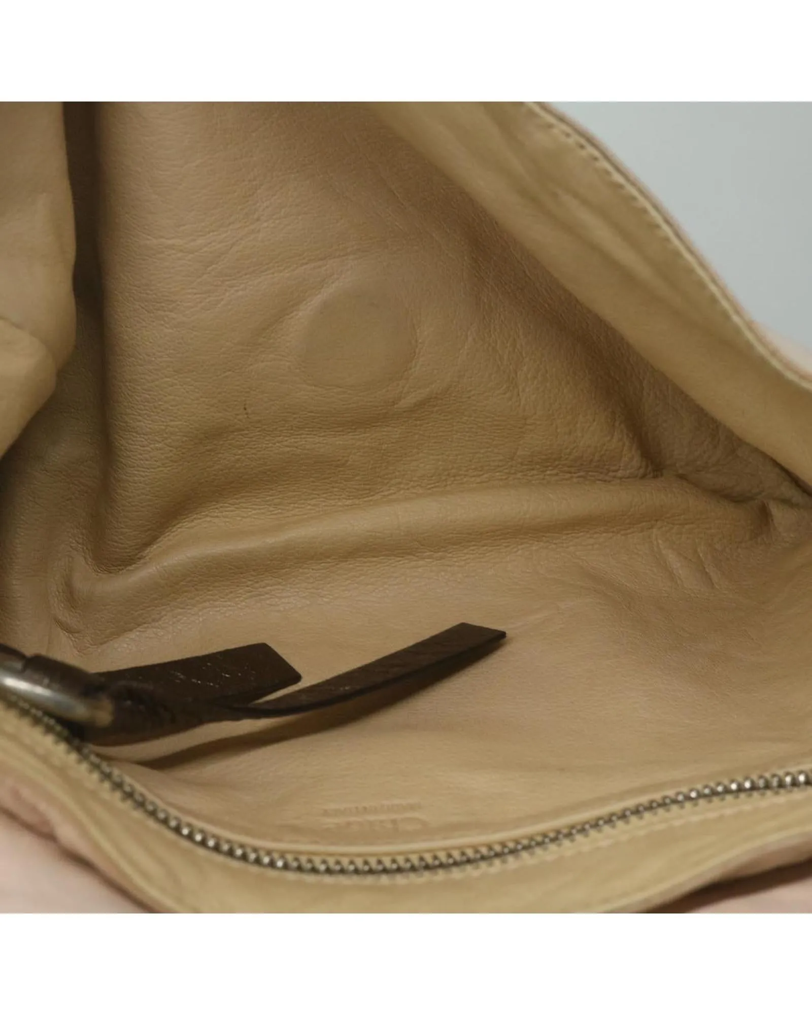 Beige Leather Shoulder Bag with 30cm Drop - Italian Made Rank C