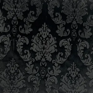 Black Damask Embossed Velvet Upholstery Drapery Fabric