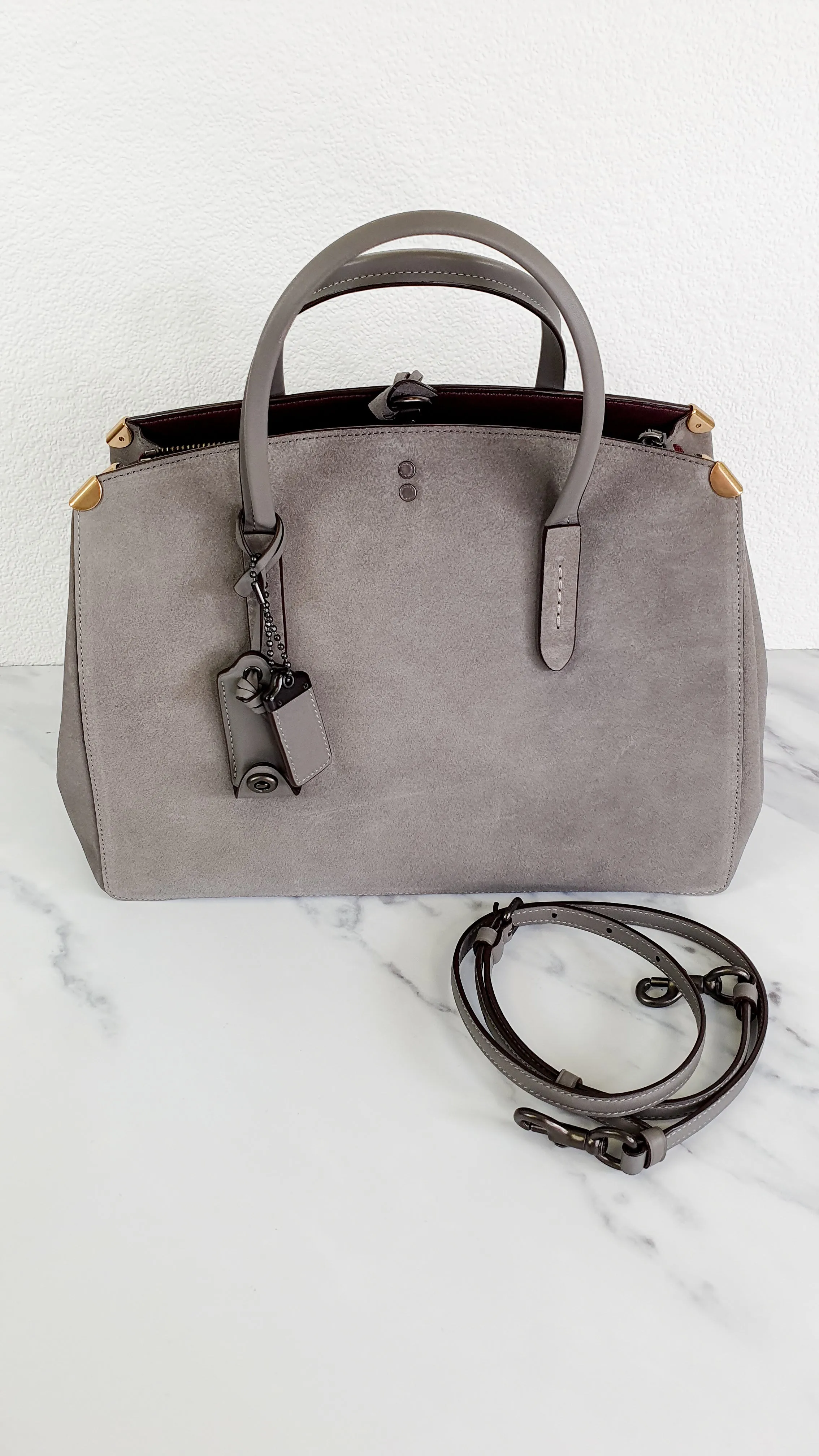 Coach 1941 Cooper Carryall Bag in Heather Grey Suede & Leather Lining - Crossbody Handbag Tote Work Bag - Coach 22822