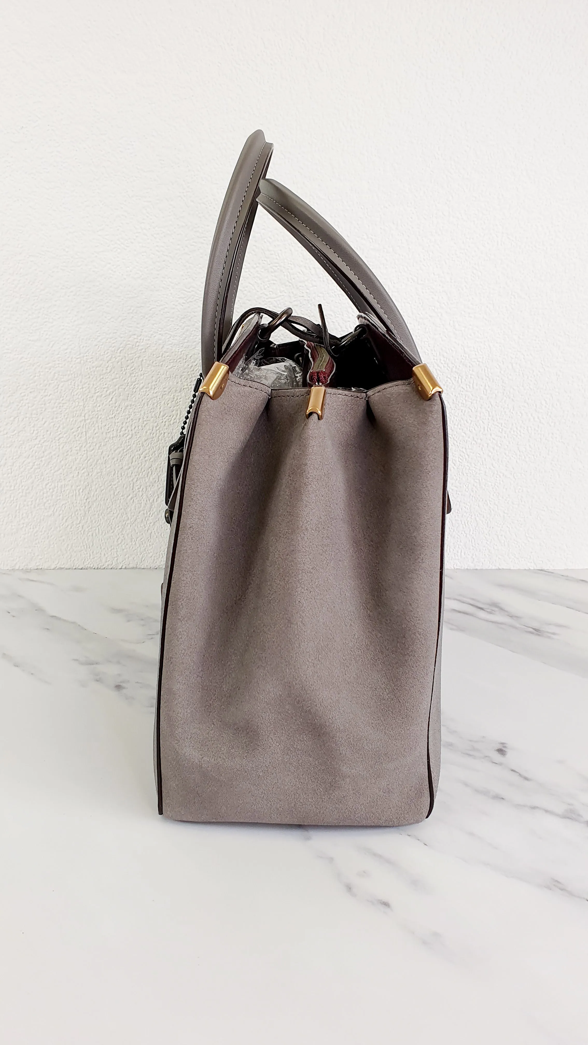 Coach 1941 Cooper Carryall Bag in Heather Grey Suede & Leather Lining - Crossbody Handbag Tote Work Bag - Coach 22822