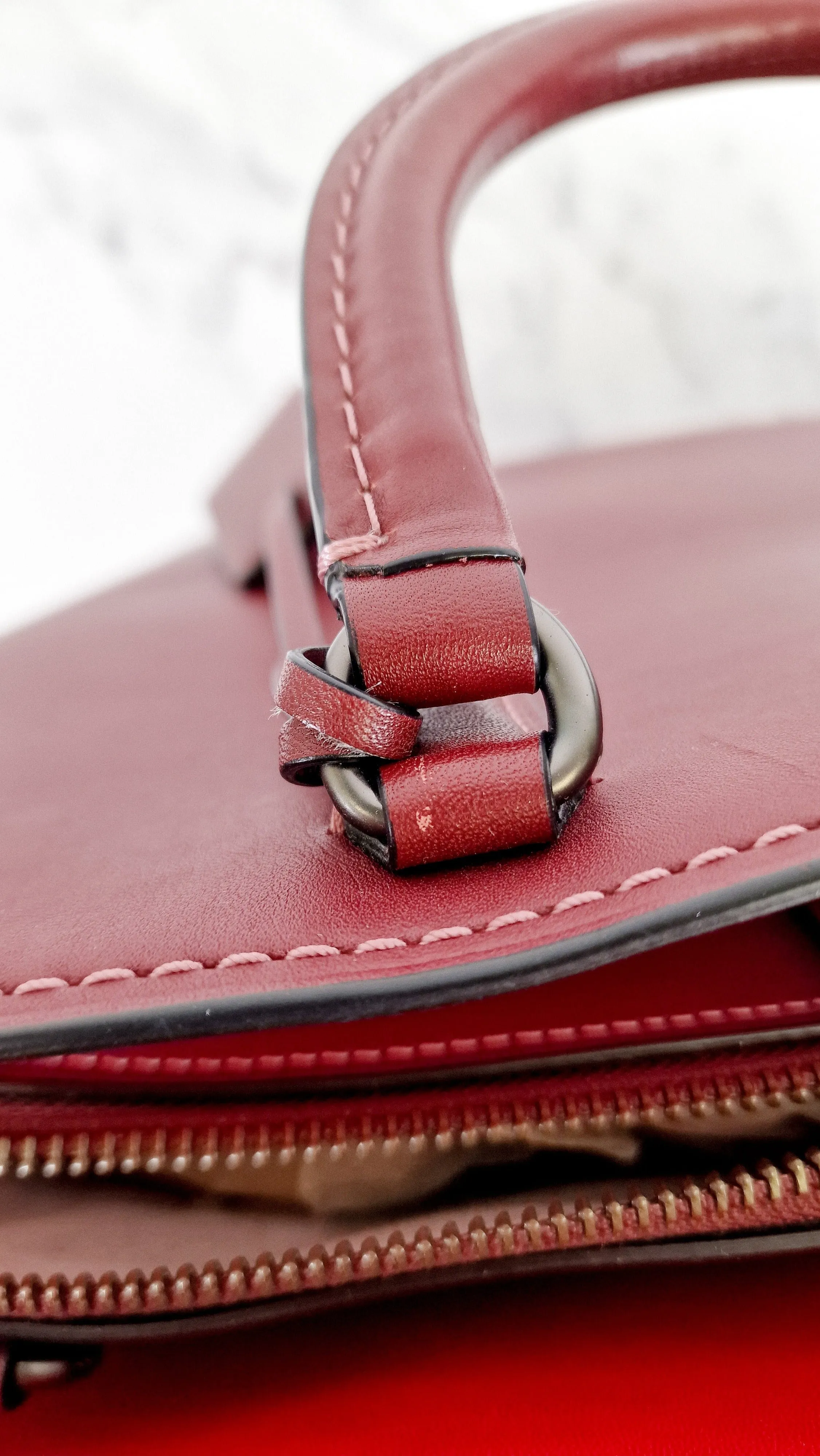 Coach 1941 Dakotah Satchel in Burgundy Red Smooth Leather - Handbag Crossbody Bag - Coach 59132