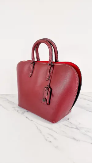 Coach 1941 Dakotah Satchel in Burgundy Red Smooth Leather - Handbag Crossbody Bag - Coach 59132