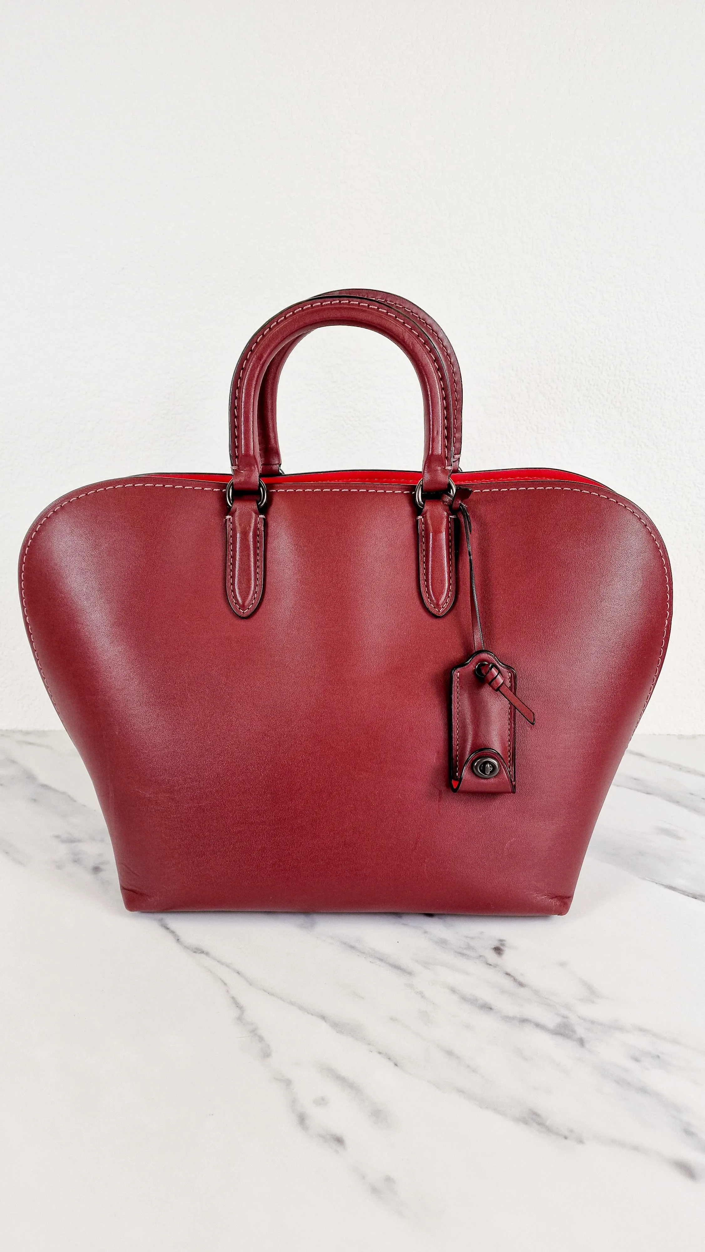 Coach 1941 Dakotah Satchel in Burgundy Red Smooth Leather - Handbag Crossbody Bag - Coach 59132