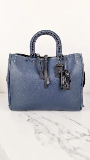 Coach 1941 Rogue 31 Prussian Blue Western Whiplash Whipstitch with Black Suede Lining Handbag Coach 58122