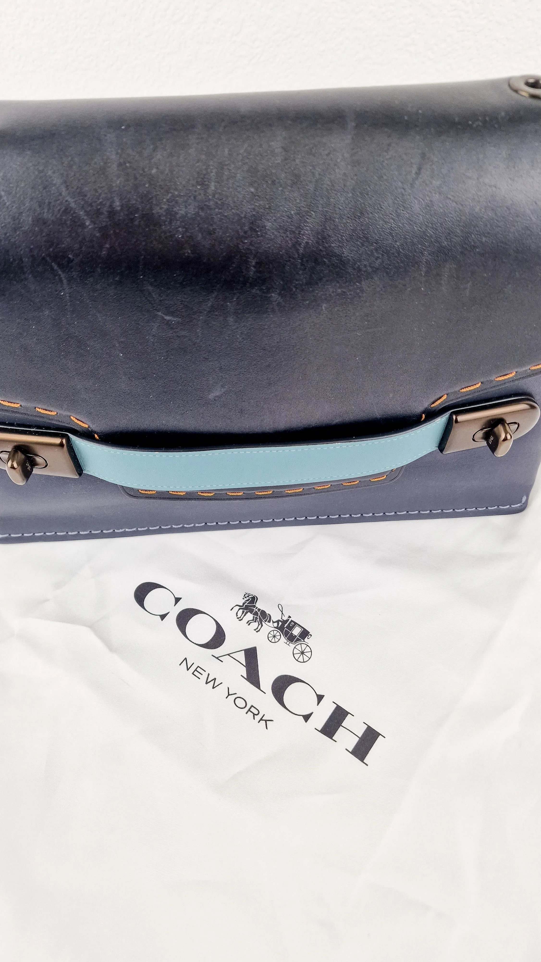 Coach 1941 Swagger Crossbody in Dark Blue Colorblock Smooth Leather - Coach 25833