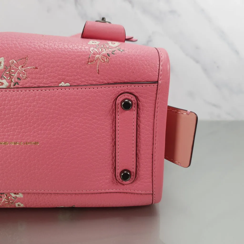 Coach Rogue 25 in Pink Floral Bow - Pebble Leather Handbag - SAMPLE BAG