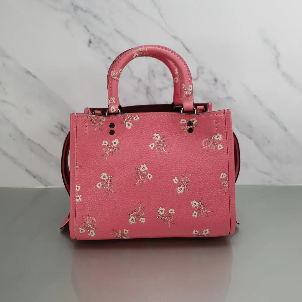 Coach Rogue 25 in Pink Floral Bow - Pebble Leather Handbag - SAMPLE BAG