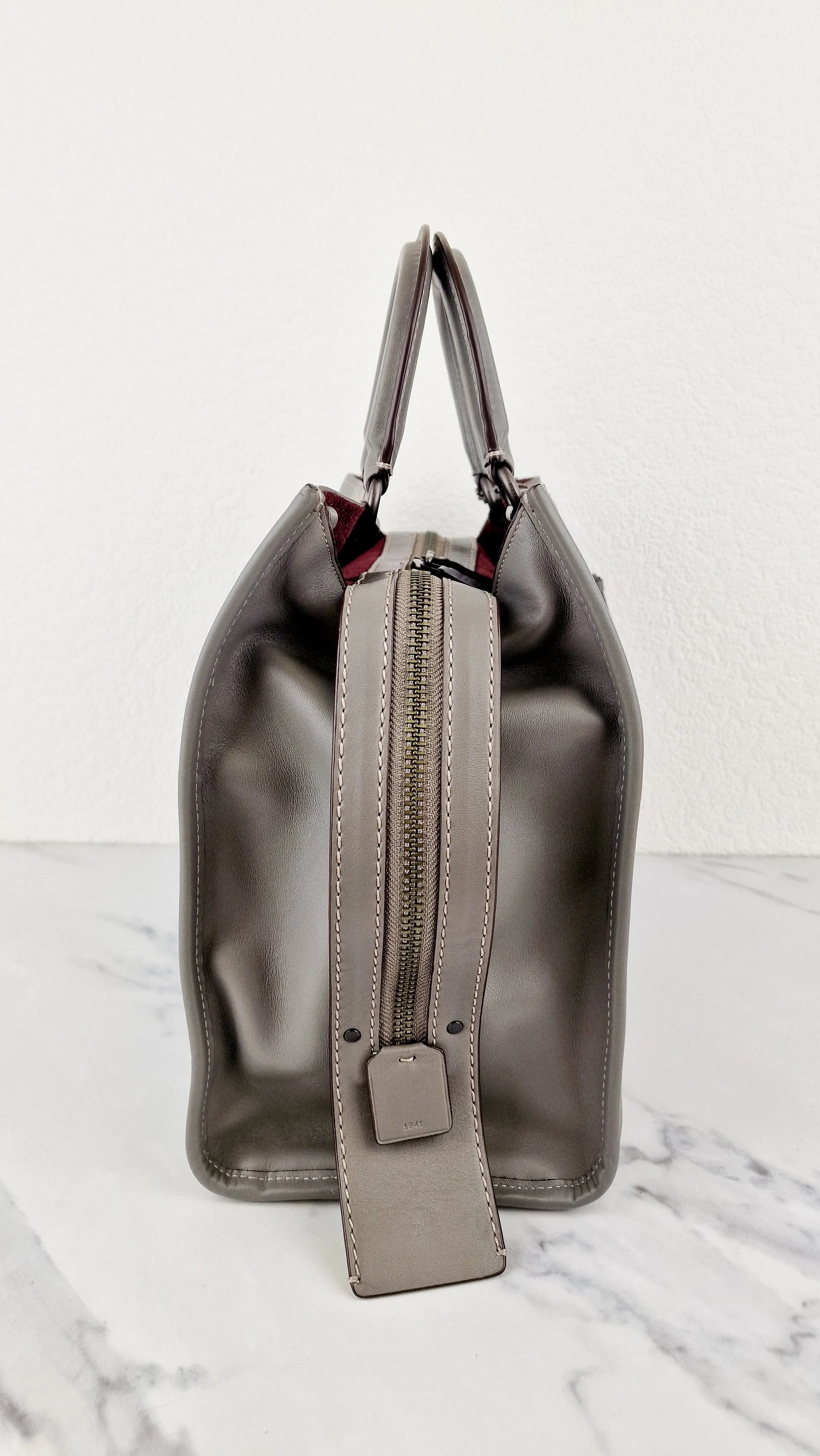 Coach Rogue 36 in Grey Glovetanned Leather with Car Embellishment - Shoulder Bag Handbag - Coach 58150