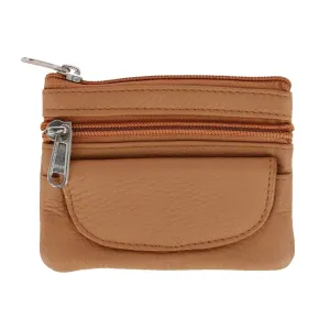 CTM® Women's Leather Coin Purse with Front Pocket