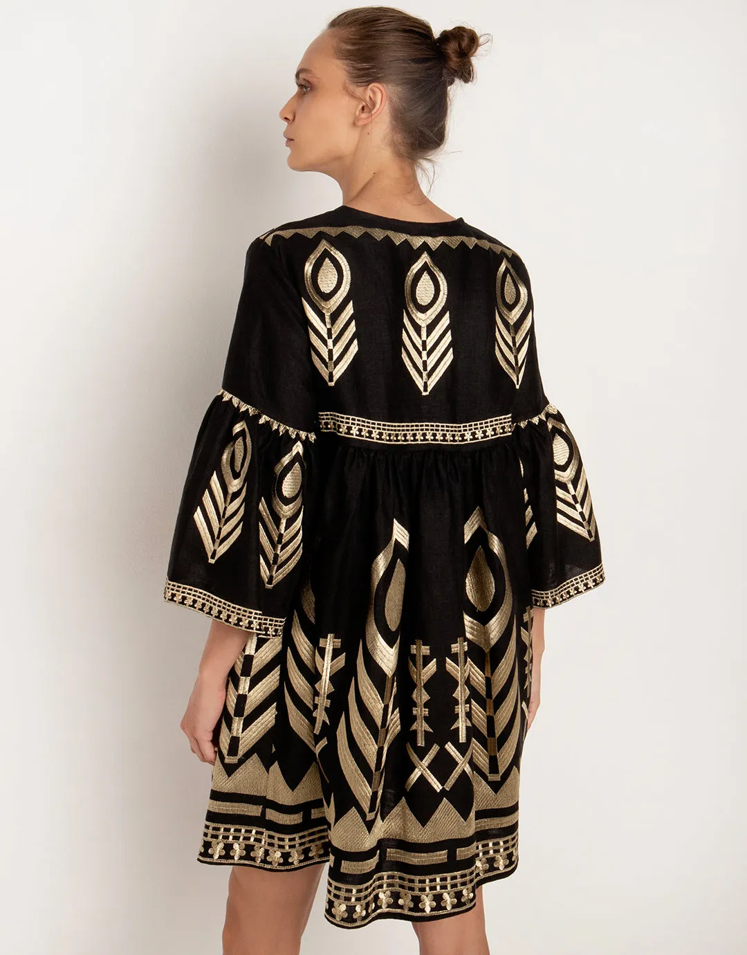 Feathers Mini Dress - Black and Gold