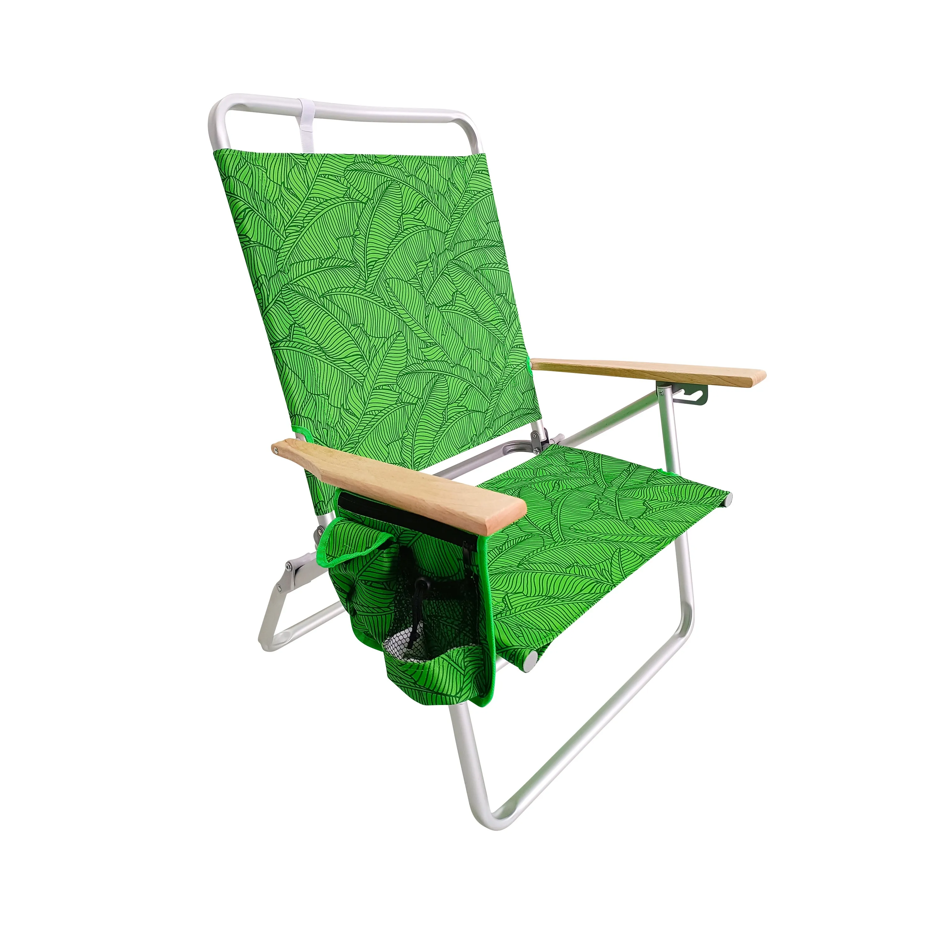 Foldable Beach Chair W/ Side Pocket | 3 Reclining Positions | Storage Pouch, Phone Holder, & Cup Holder Included | 275 Lb. Capacity