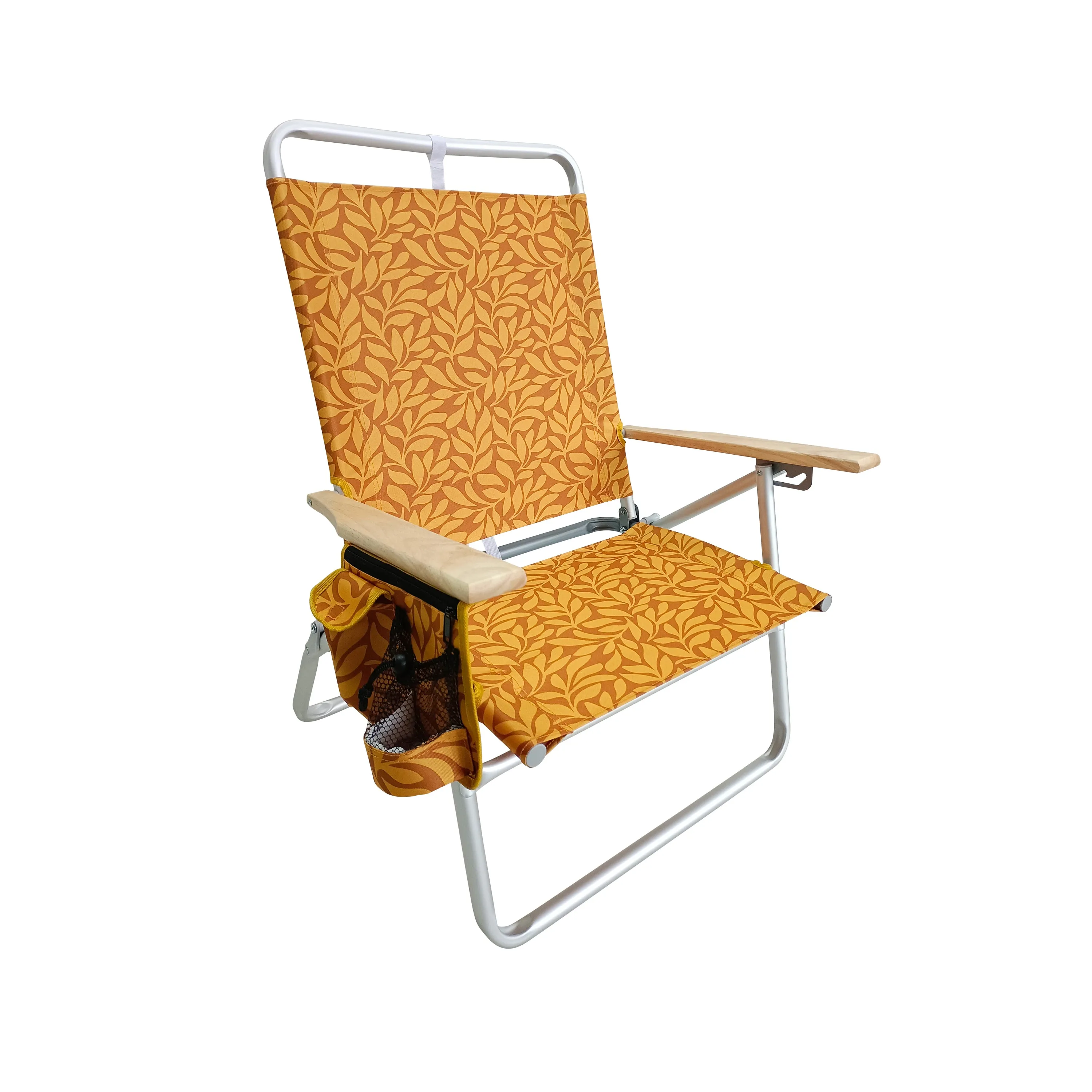 Foldable Beach Chair W/ Side Pocket | 3 Reclining Positions | Storage Pouch, Phone Holder, & Cup Holder Included | 275 Lb. Capacity