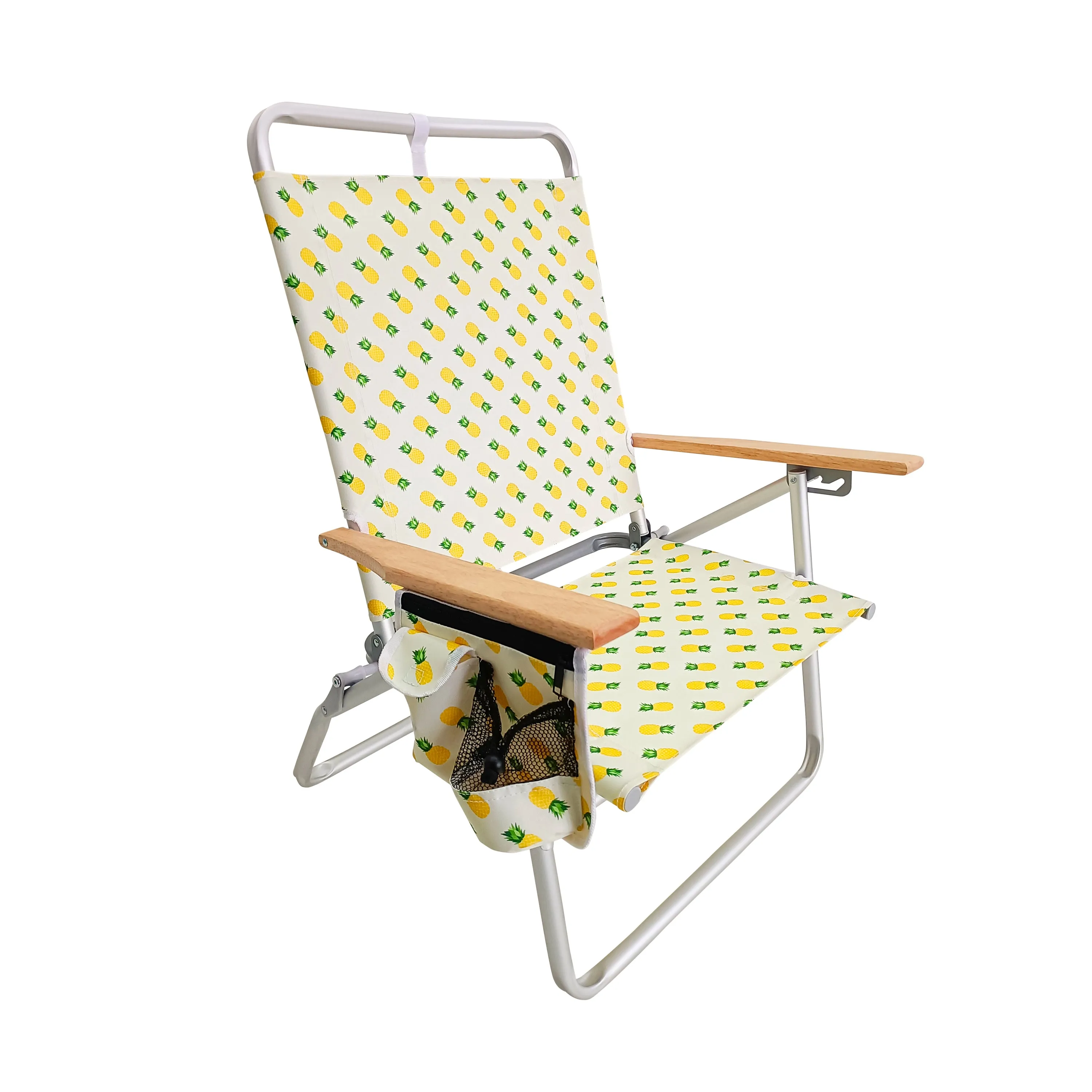 Foldable Beach Chair W/ Side Pocket | 3 Reclining Positions | Storage Pouch, Phone Holder, & Cup Holder Included | 275 Lb. Capacity