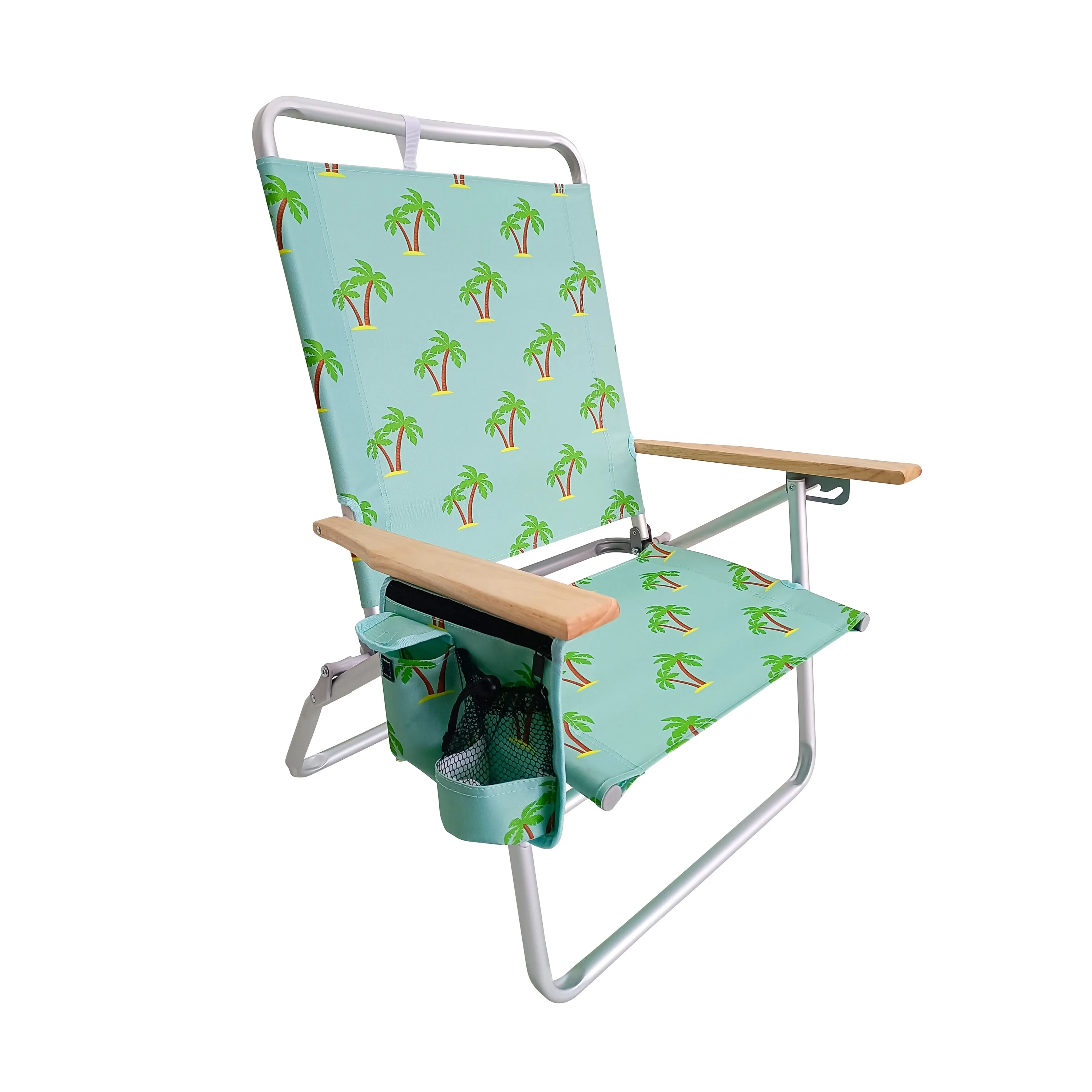 Foldable Beach Chair W/ Side Pocket | 3 Reclining Positions | Storage Pouch, Phone Holder, & Cup Holder Included | 275 Lb. Capacity