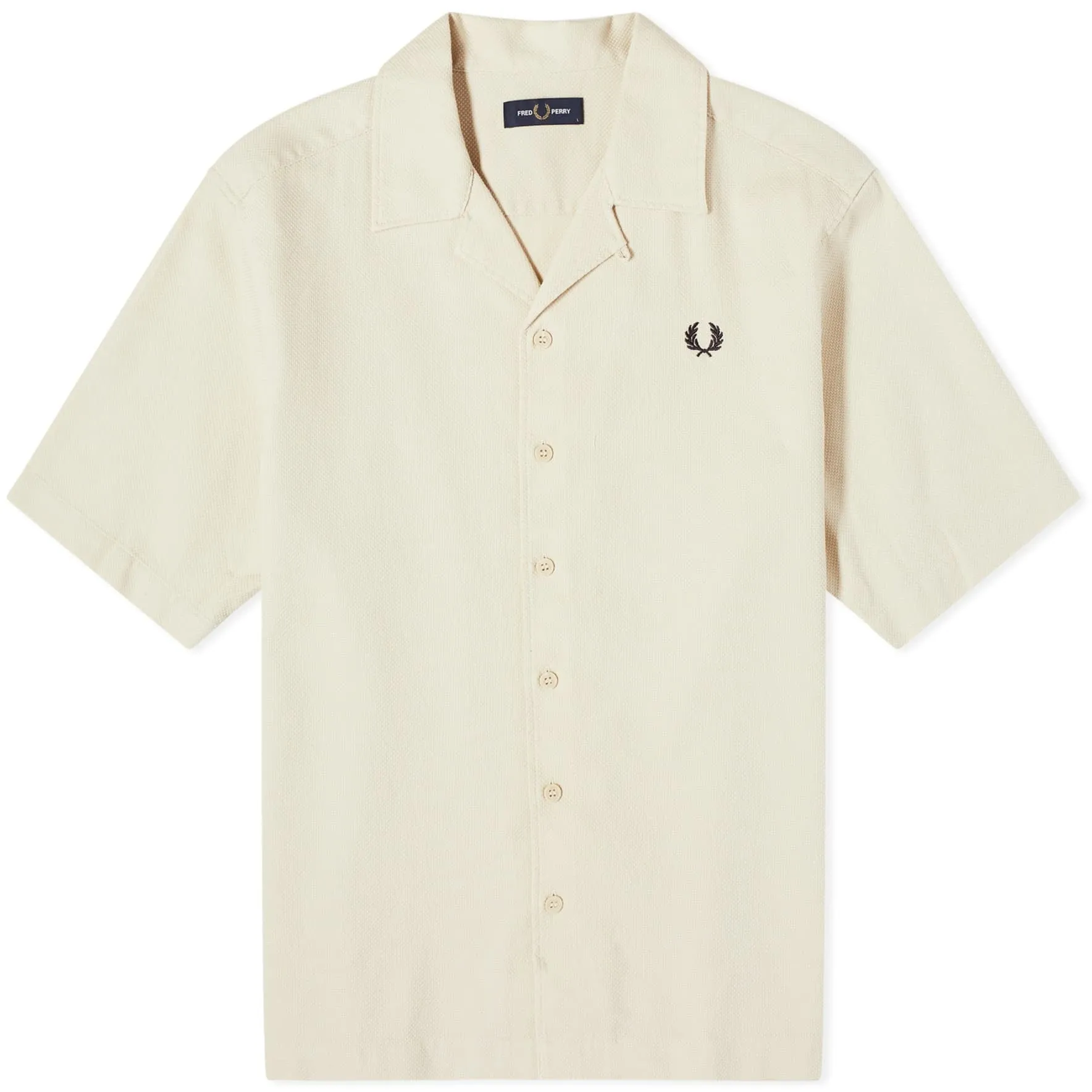 Fred Perry Pique Short Sleeve Vacation Shirt, cream