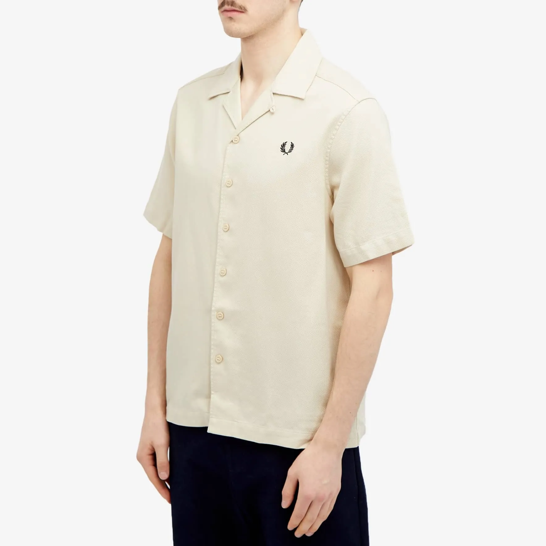 Fred Perry Pique Short Sleeve Vacation Shirt, cream