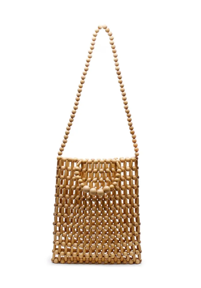 Gia Beaded Tote - Natural