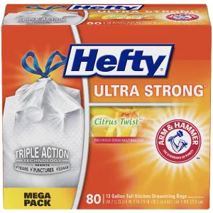 Hefty® Ultra Strong™ Tall Kitchen Trash Bags, 13 Gallon, 80 Count (Citrus Twist™ Scent)