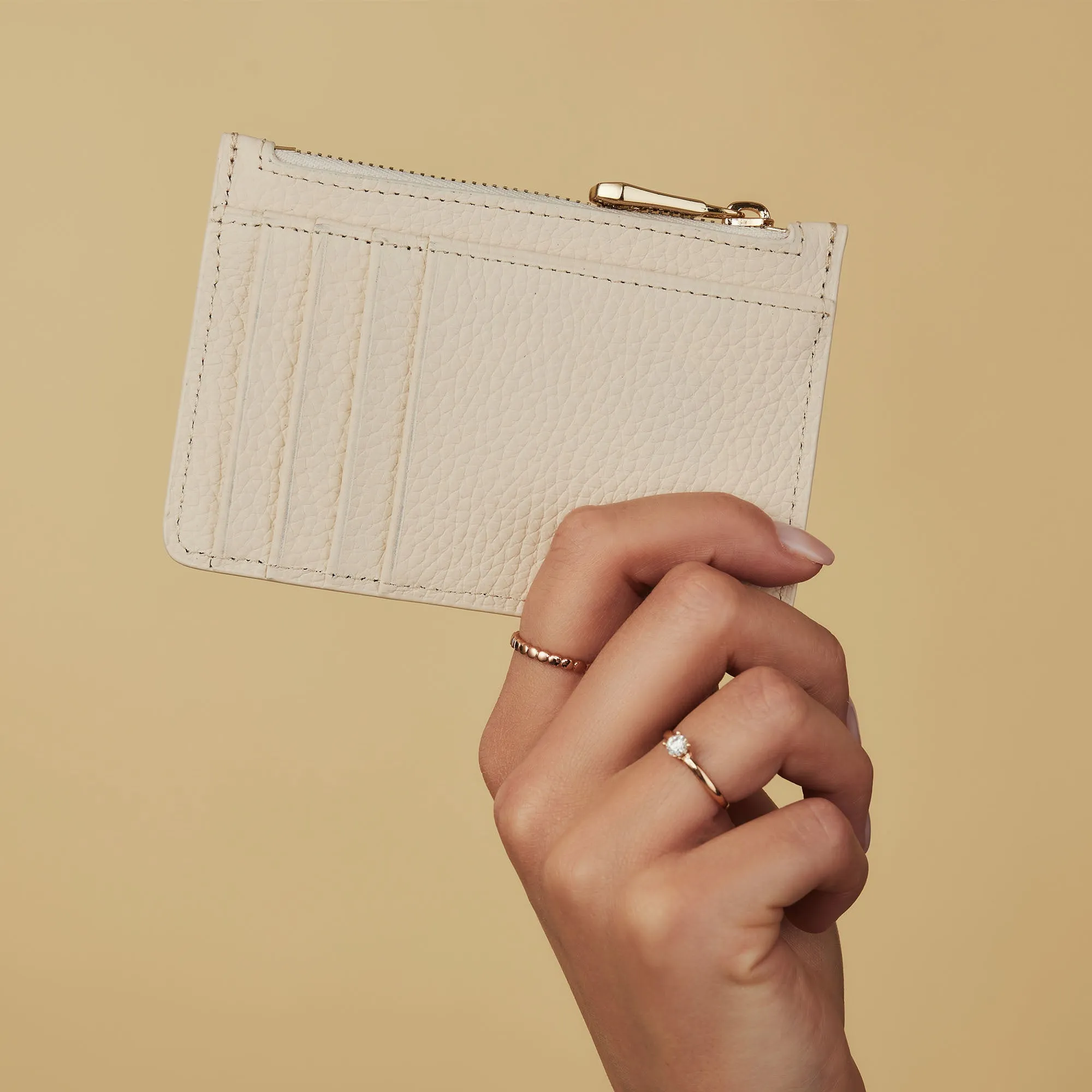 Honoré Aveline cream calfskin leather card holder