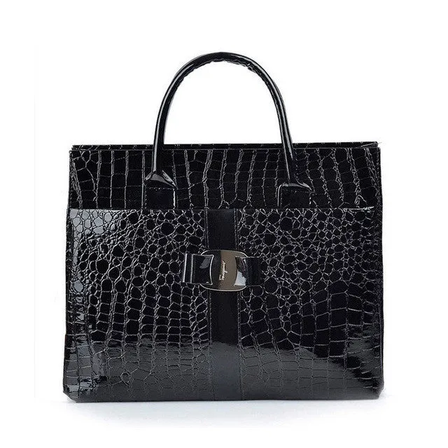 iCeinnight Crocodile Pattern Black Red Leather Bags Women Handbag With Metal Logo bolsa feminina dollar shop online handbags