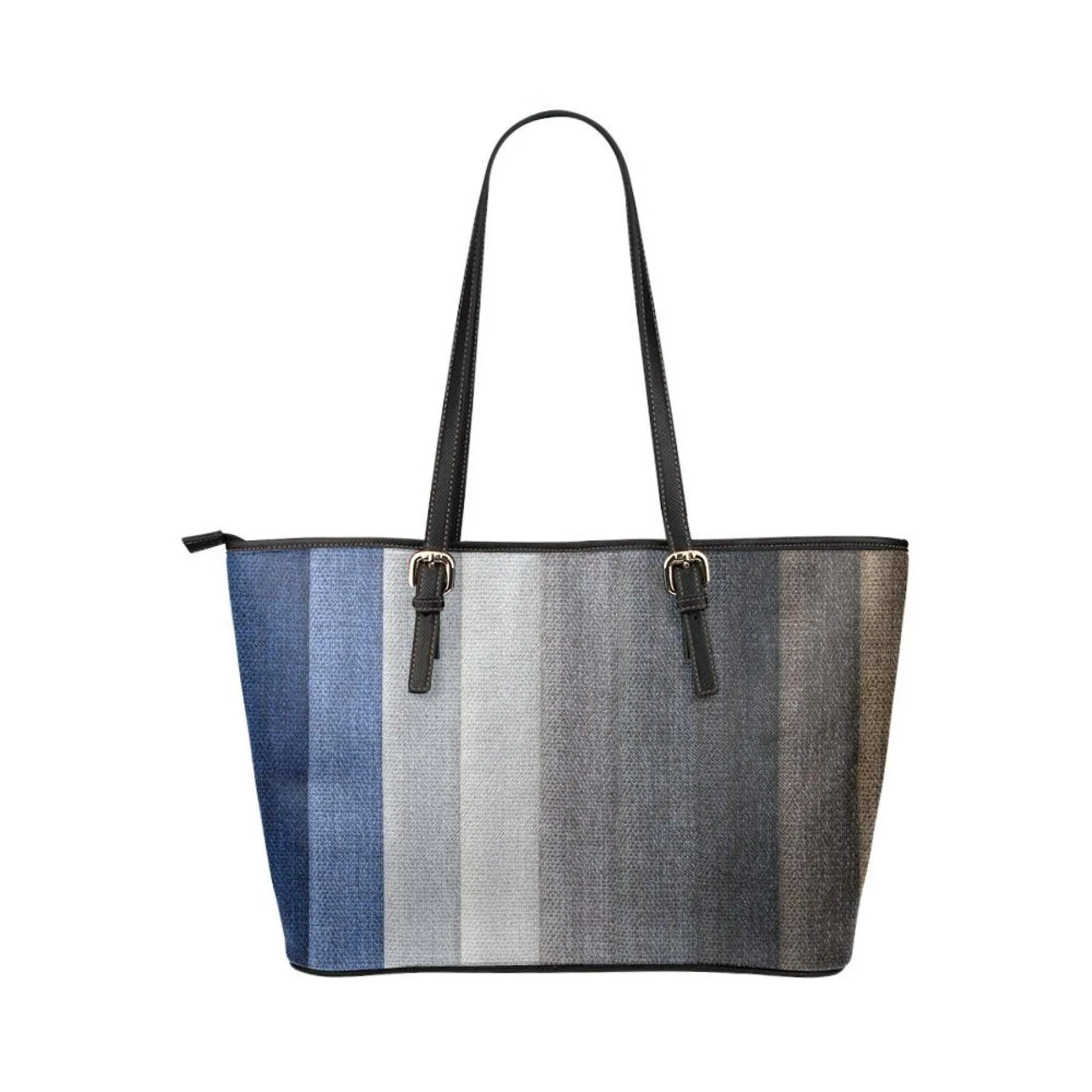 Large Leather Tote Shoulder Bag - Multicolor Wood Slat illustration