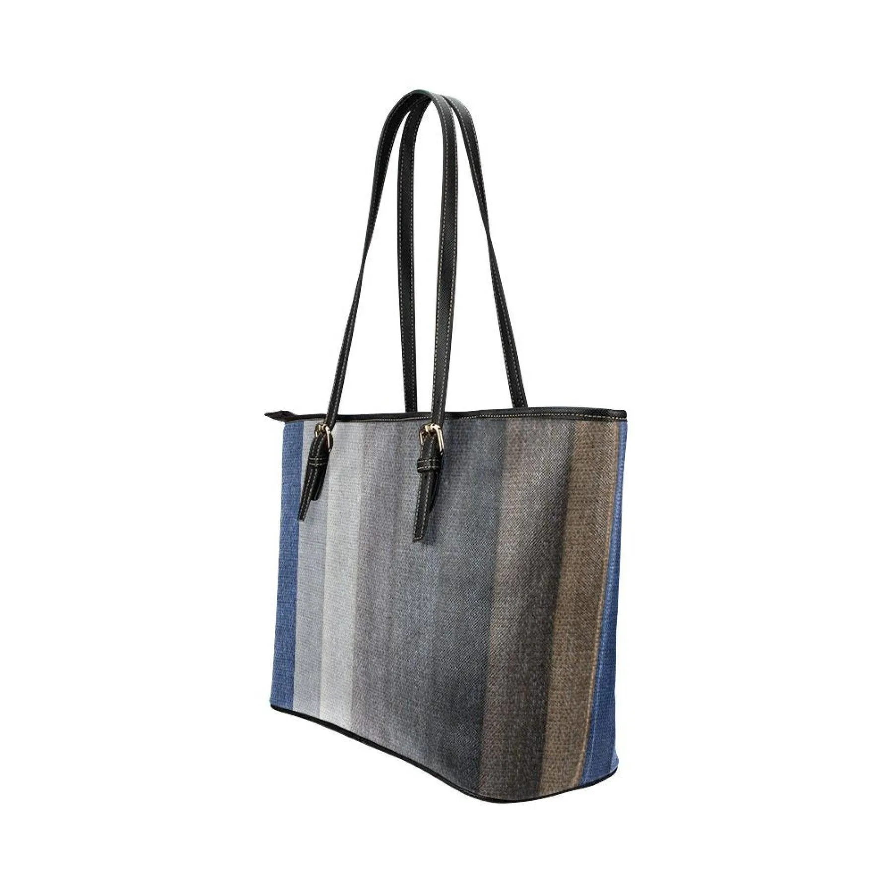 Large Leather Tote Shoulder Bag - Multicolor Wood Slat illustration