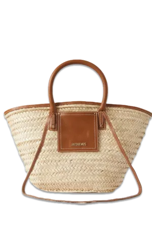 Le Panier Soli Leather-Trimmed Raffia Tote