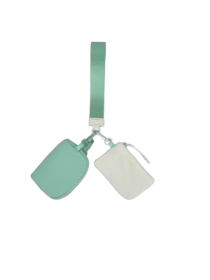 LL-4320 Wristlet Key Chain Double Pouch White Mint