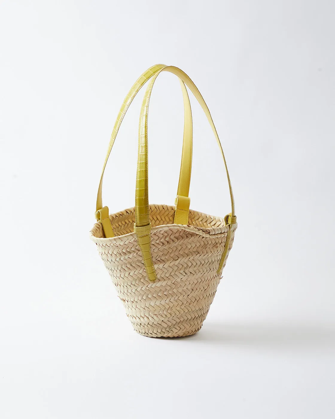 Mini Basket Tote Leather Emboss Croc Yellow