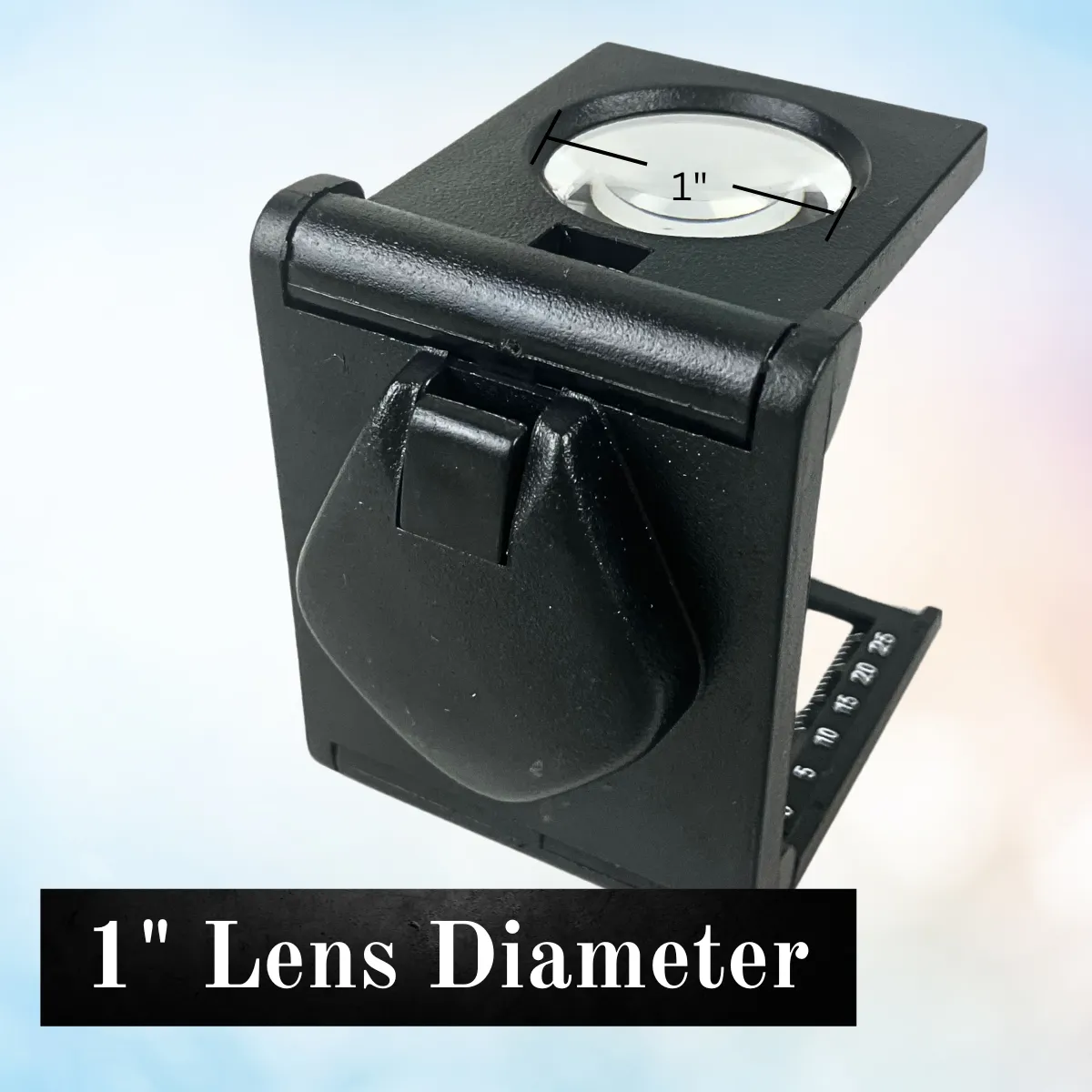 Mini-Size Folding Magnifier with LED Light and Built-In Measurement Markings  - MG-77550