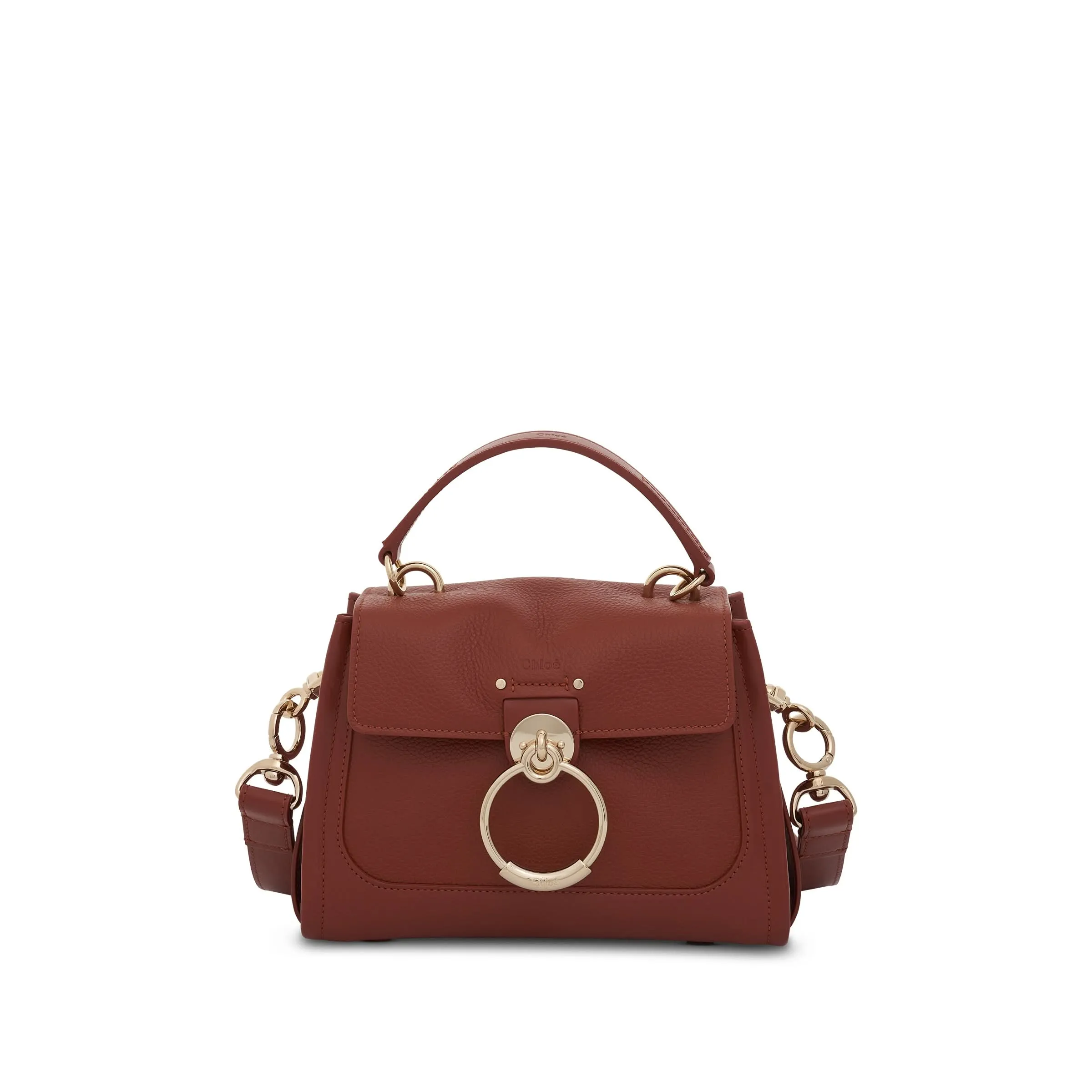 Mini Tess Day Bag in Grained & Shiny Calfskin in Sepia Brown