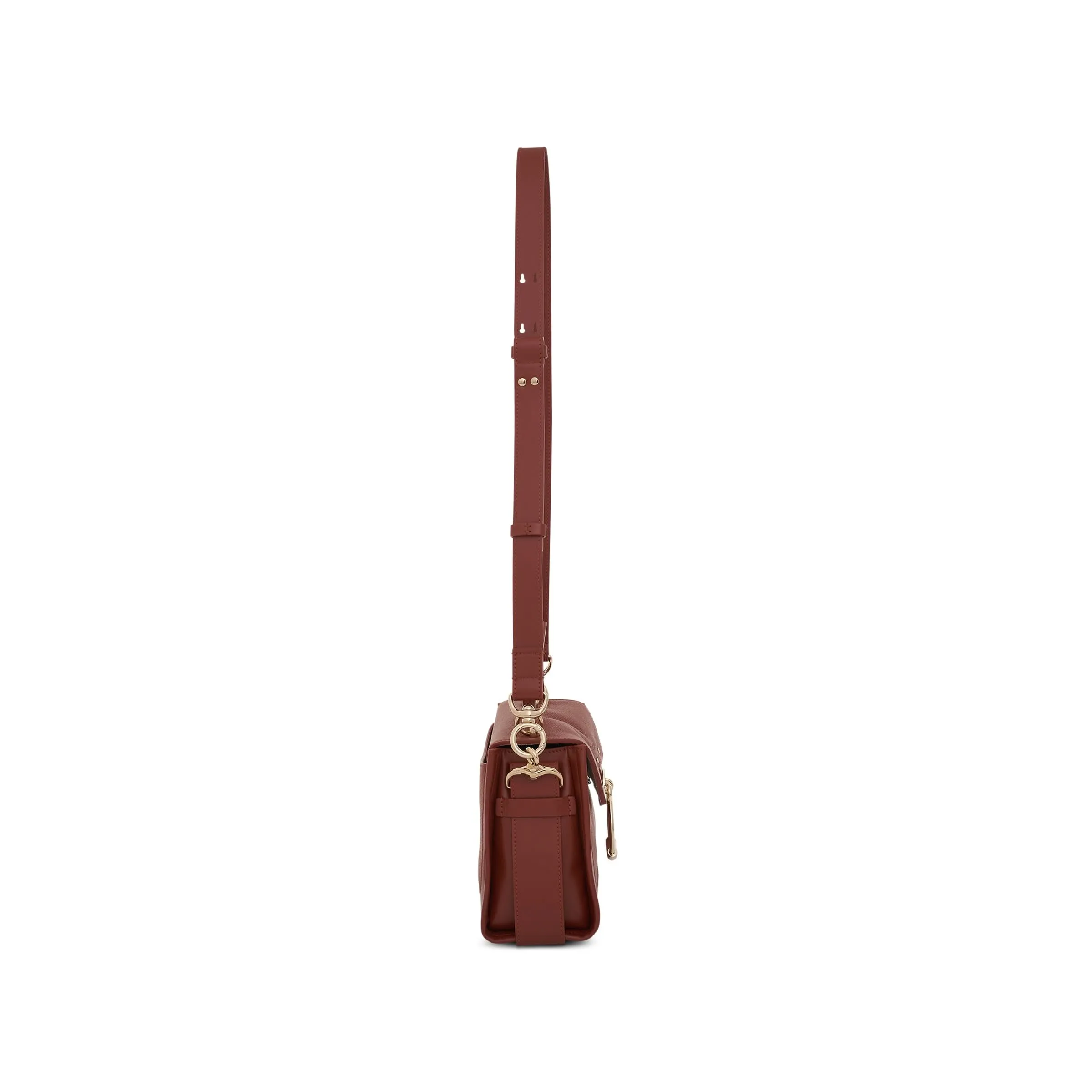 Mini Tess Day Bag in Grained & Shiny Calfskin in Sepia Brown