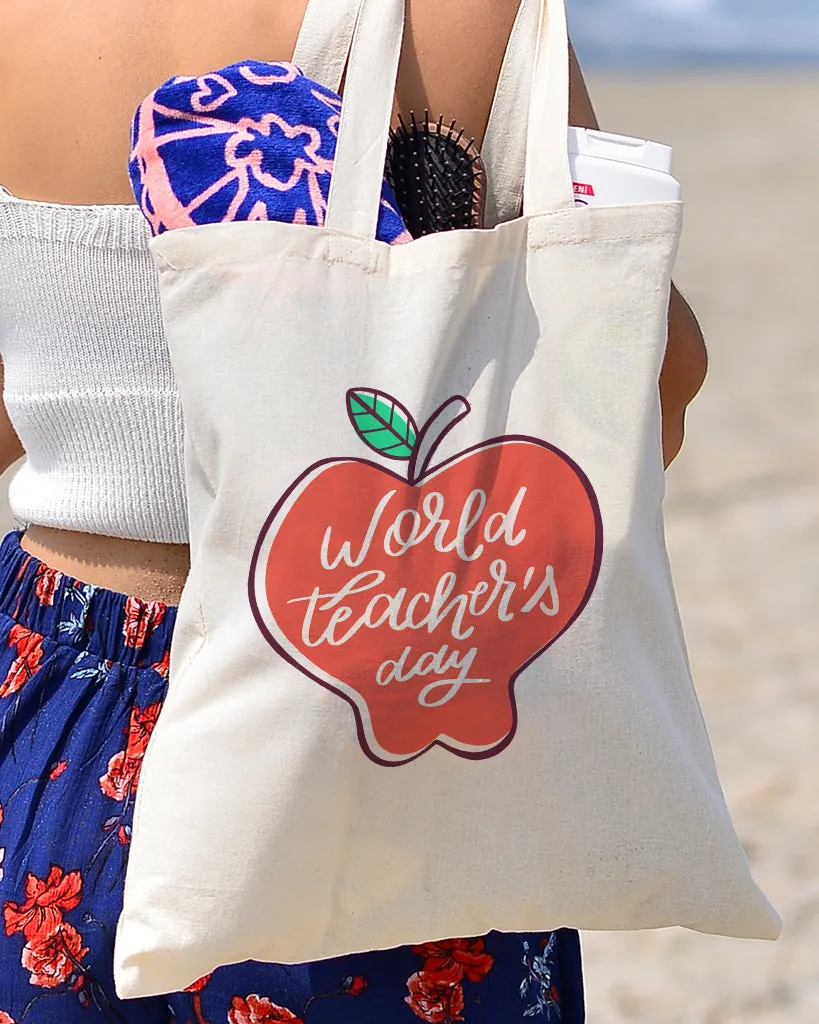 Modern Apple Customizable Tote Bag- Teacher's Tote Bags