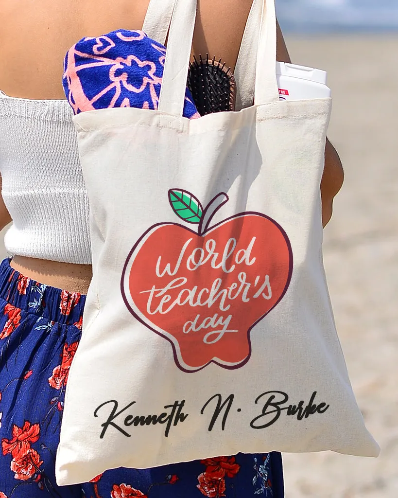 Modern Apple Customizable Tote Bag- Teacher's Tote Bags