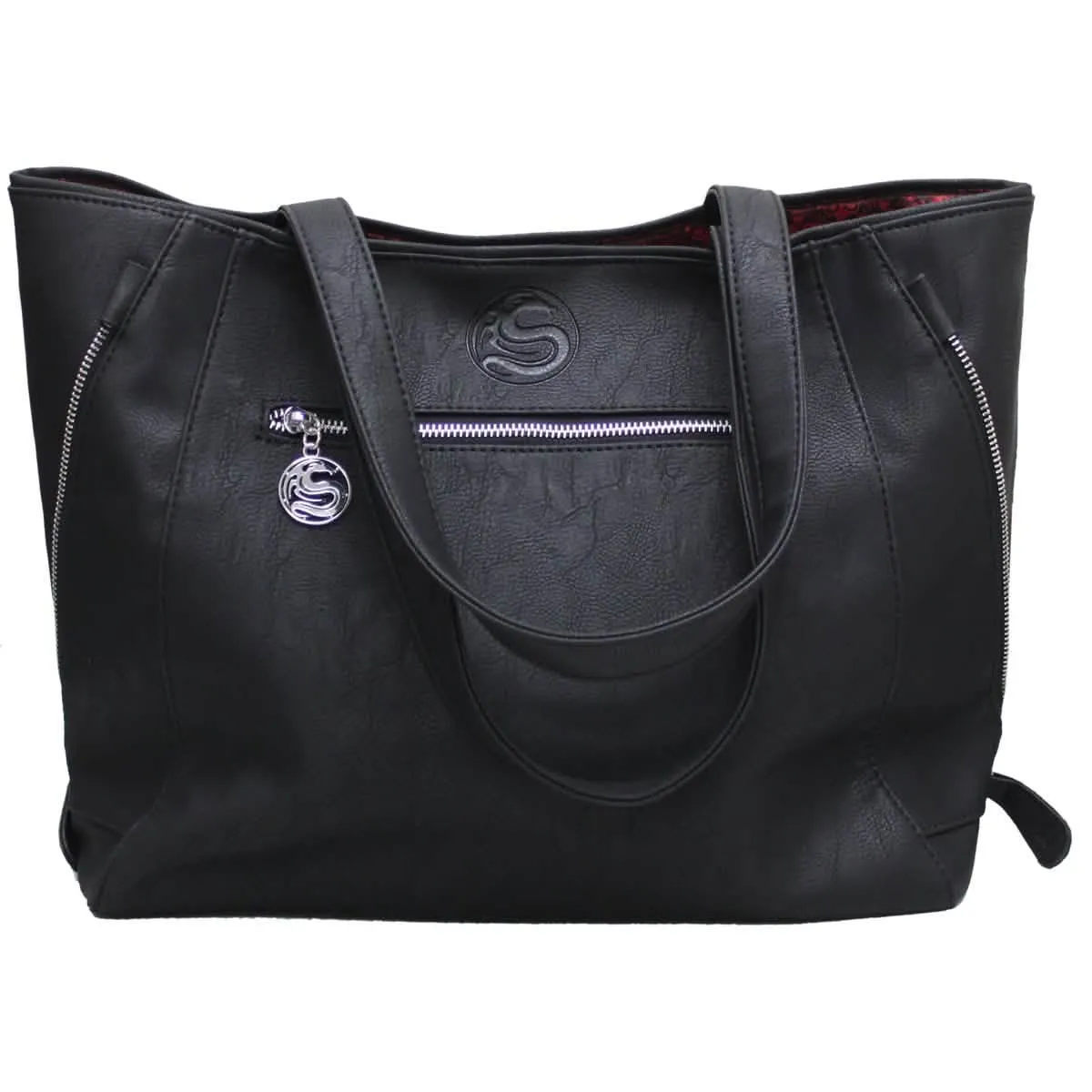 Mystical Black Cat Studded Tote Bag in Luxurious PU Leather