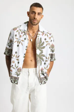 Relaxed Fit Printed Men's Shirt - Coconut Oasis