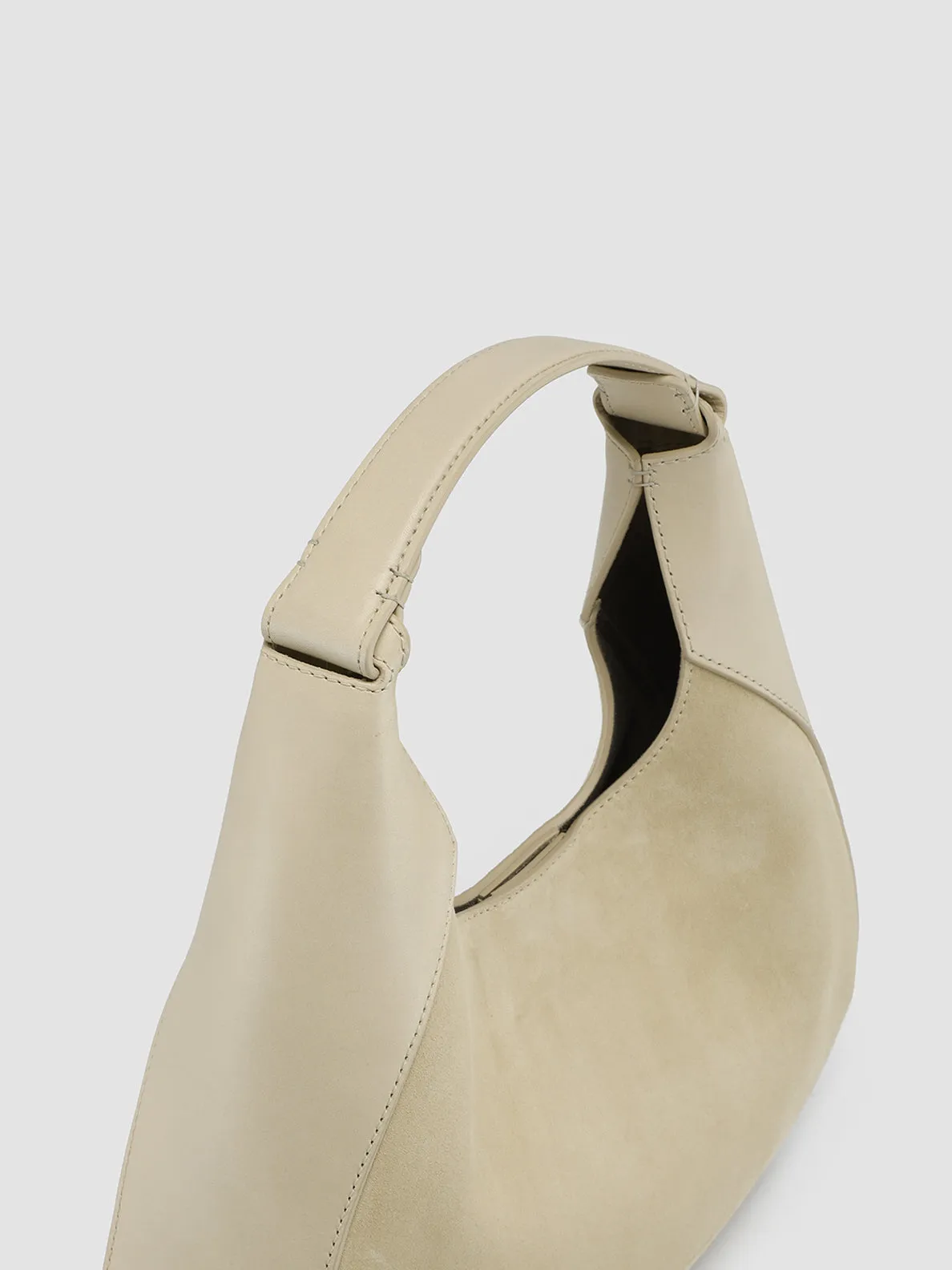 SADDLE 014 - Ivory Leather and Suede Handle Bag