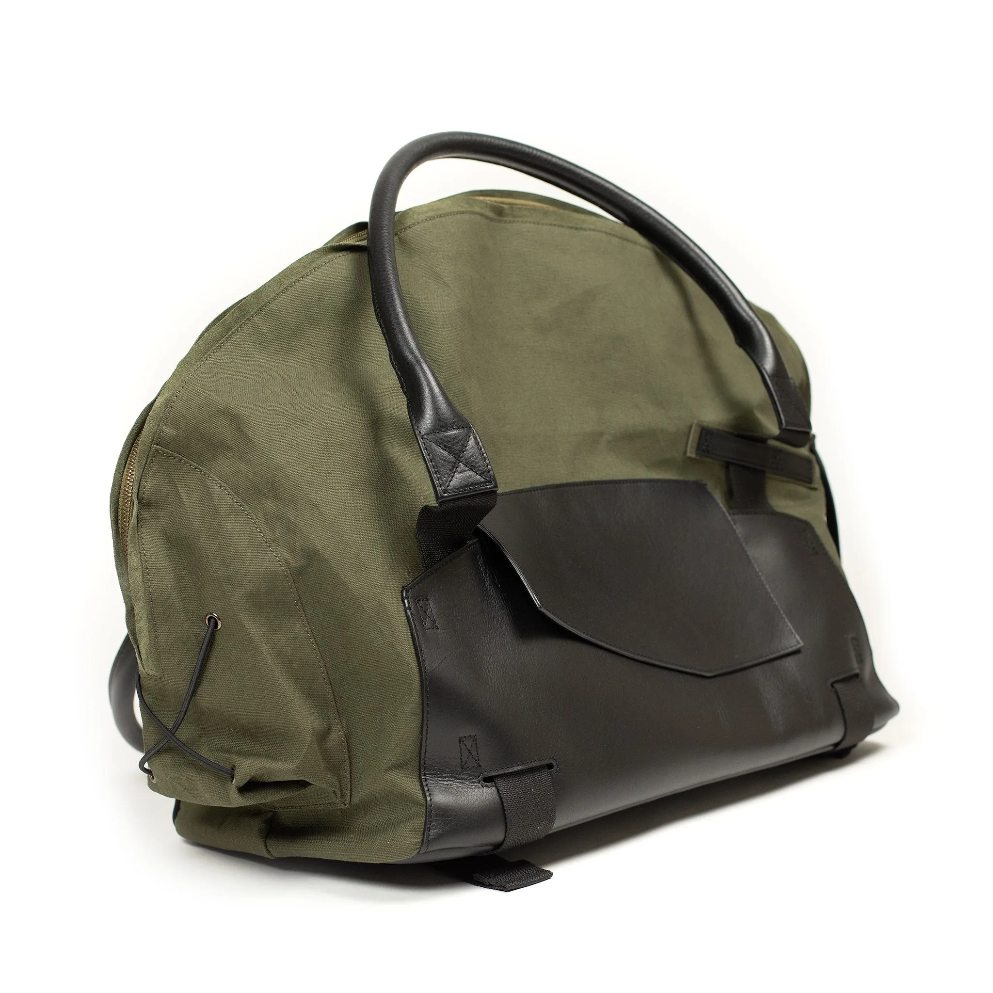 Seebag weekender in Nam olive canvas and Noiret black veg tan leather